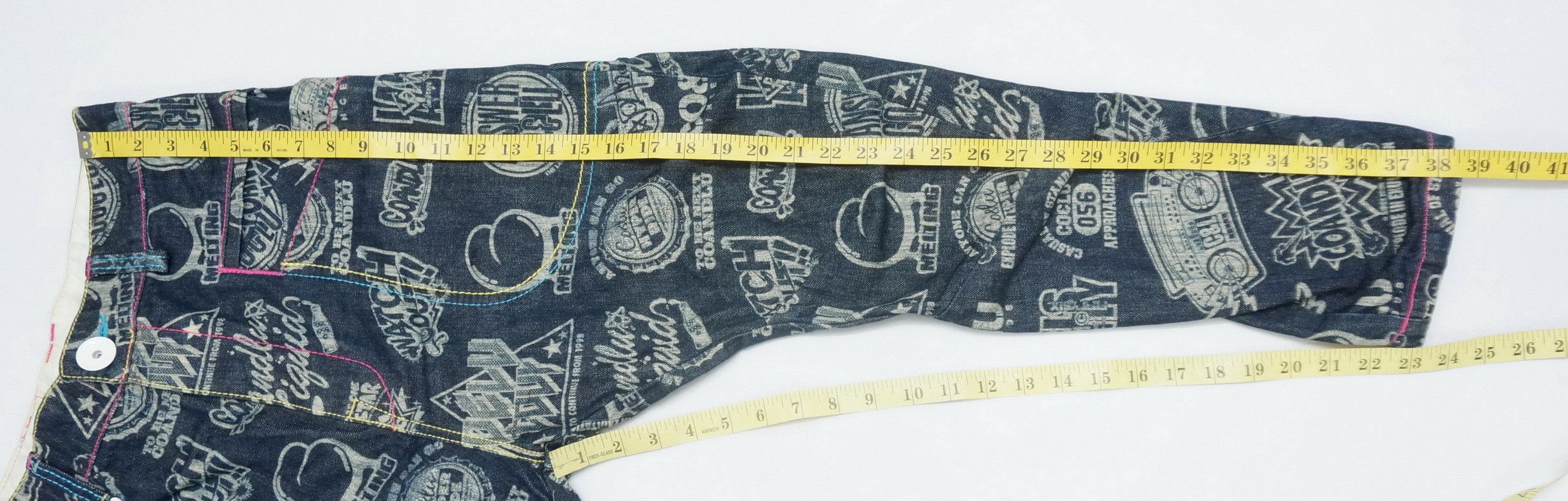 Japanese Brand CO & LU Drop Crotch Printed Skinny Leg Denim Hysteric Style Size US 29 - 16 Thumbnail