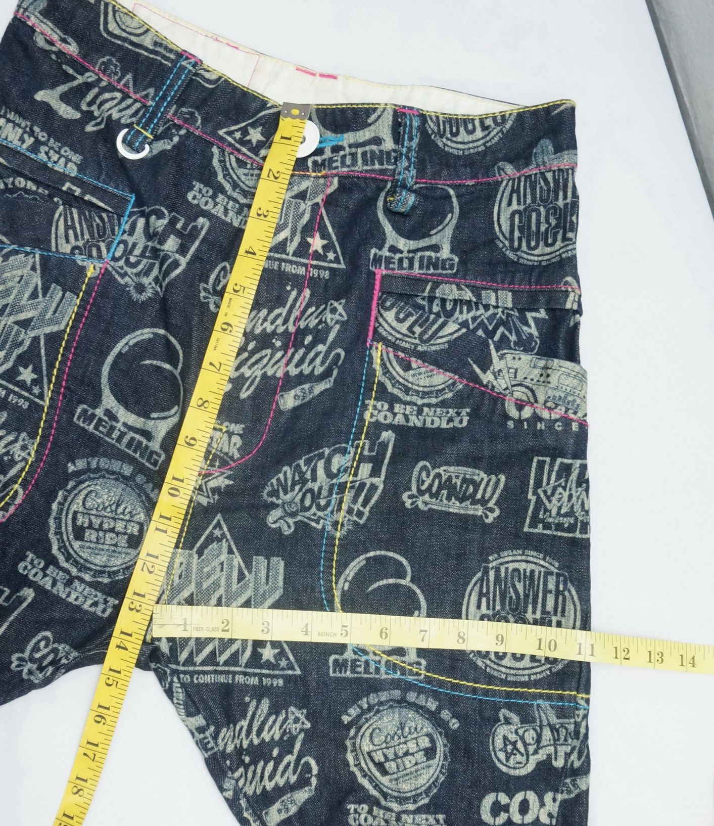 Japanese Brand CO & LU Drop Crotch Printed Skinny Leg Denim Hysteric Style Size US 29 - 14 Thumbnail