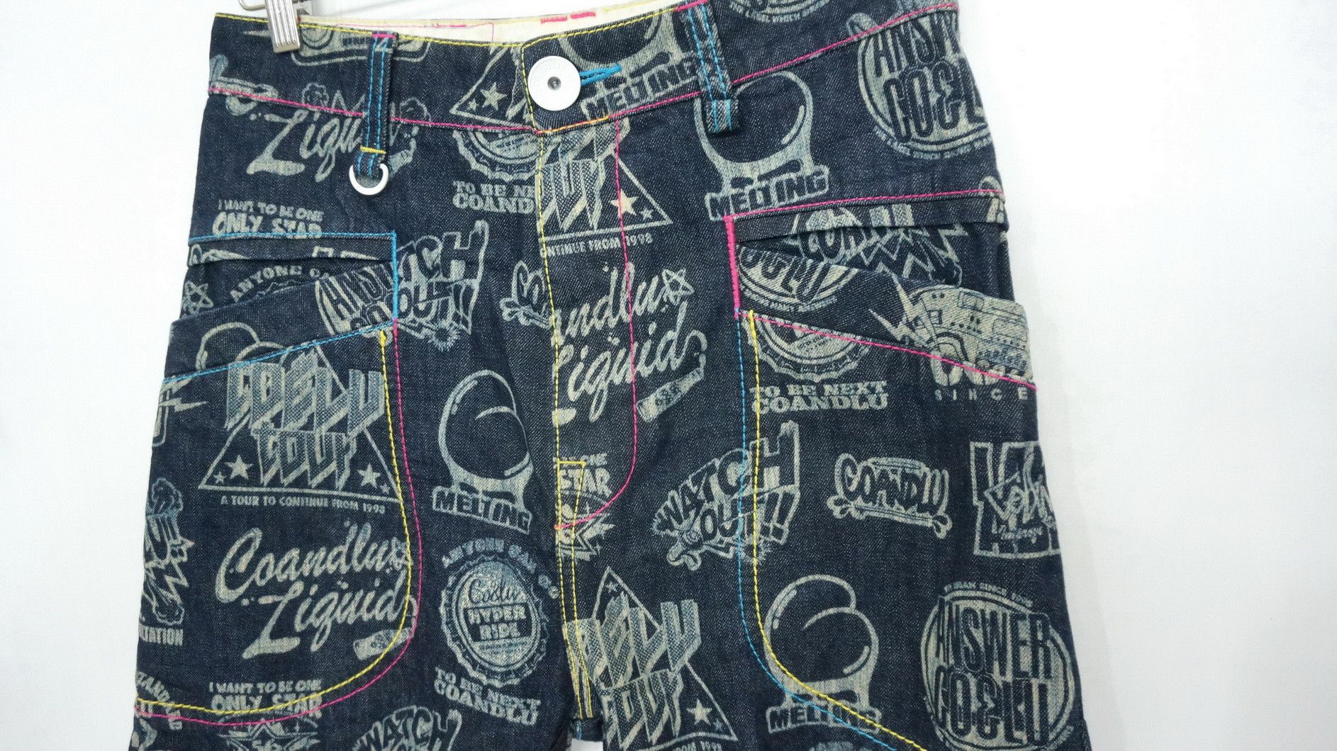 Japanese Brand CO & LU Drop Crotch Printed Skinny Leg Denim Hysteric Style Size US 29 - 8 Thumbnail