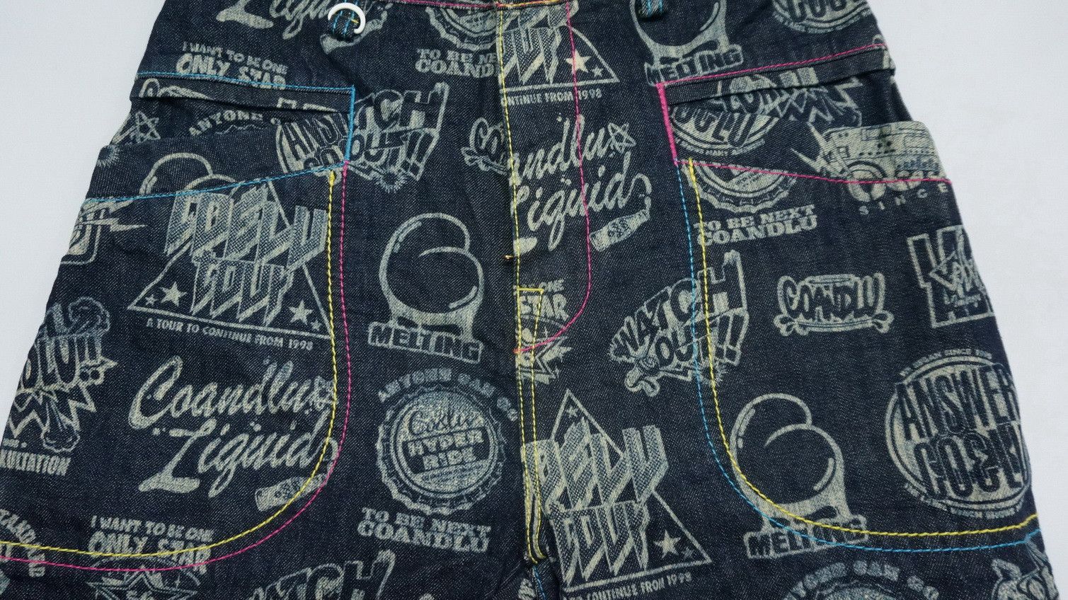 Japanese Brand CO & LU Drop Crotch Printed Skinny Leg Denim Hysteric Style Size US 29 - 21 Thumbnail