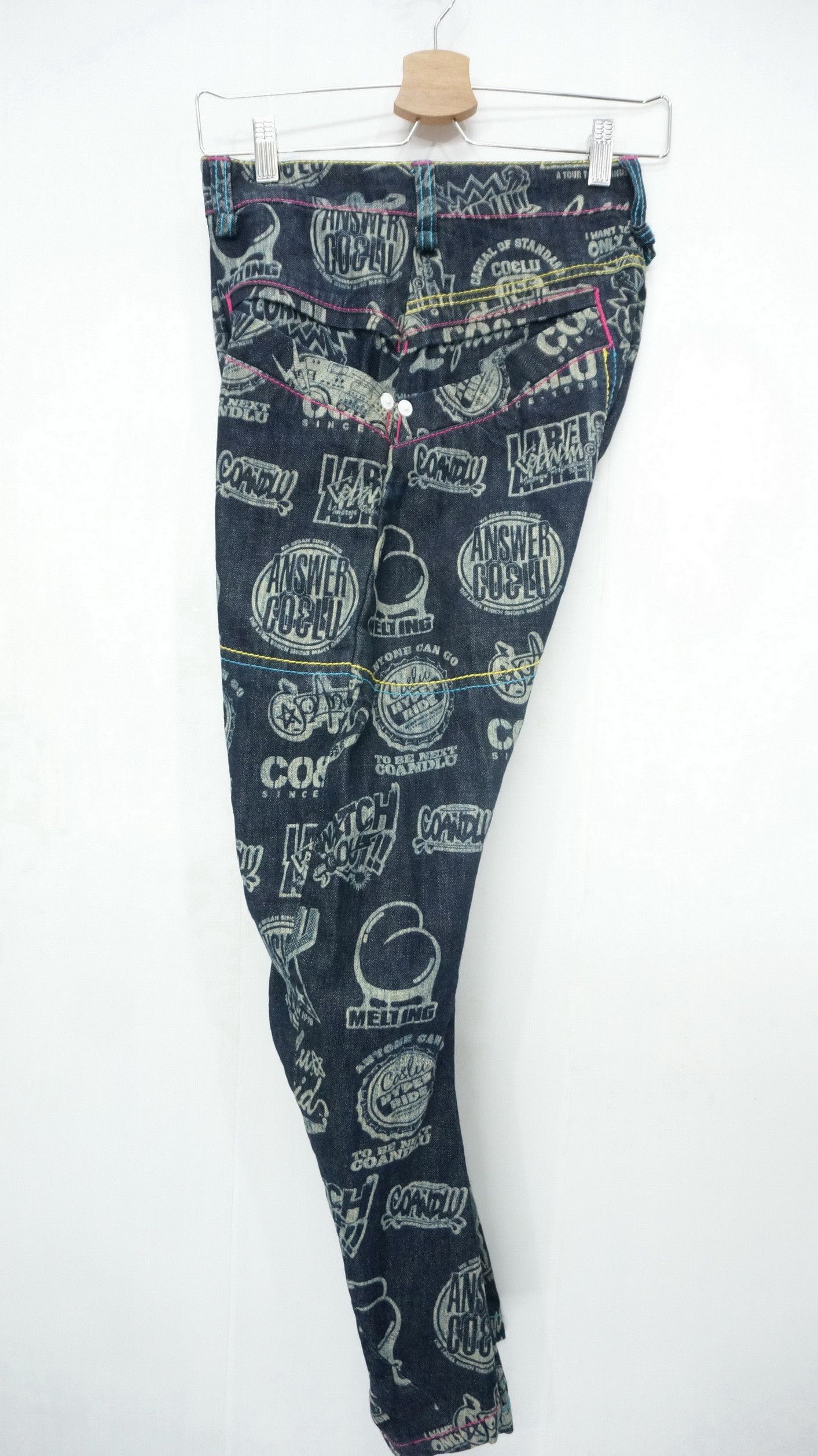 Japanese Brand CO & LU Drop Crotch Printed Skinny Leg Denim Hysteric Style Size US 29 - 11 Thumbnail