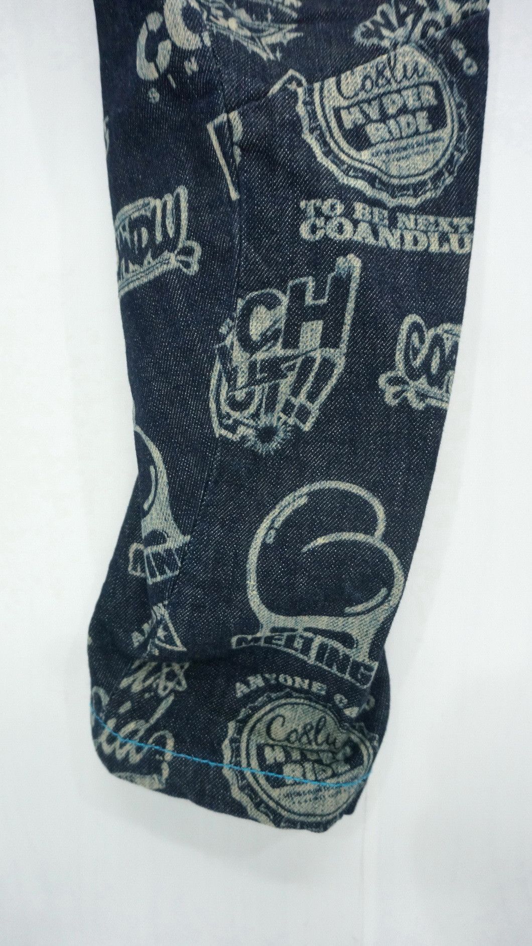 Japanese Brand CO & LU Drop Crotch Printed Skinny Leg Denim Hysteric Style Size US 29 - 7 Thumbnail
