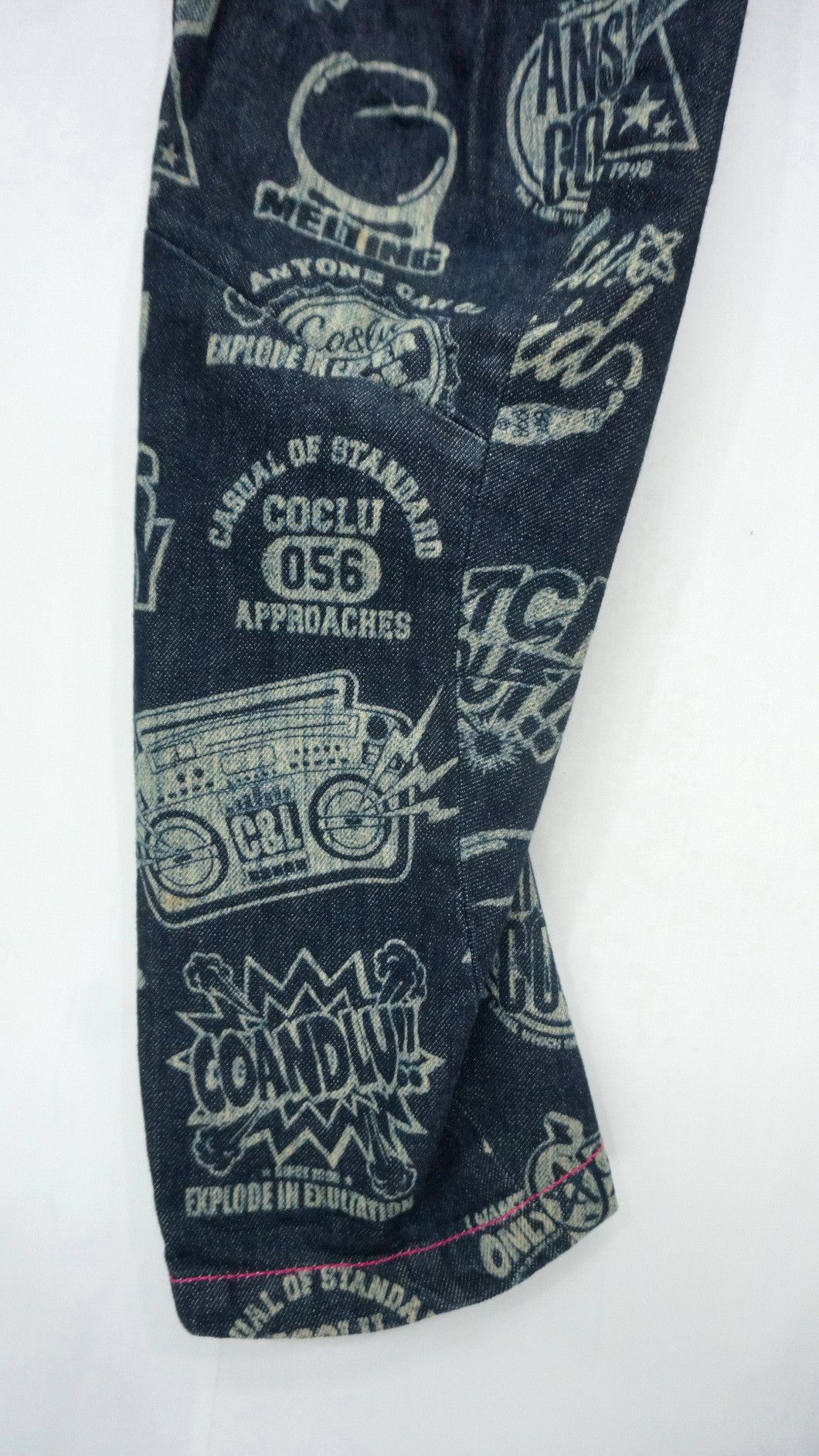 Japanese Brand CO & LU Drop Crotch Printed Skinny Leg Denim Hysteric Style Size US 29 - 6 Thumbnail
