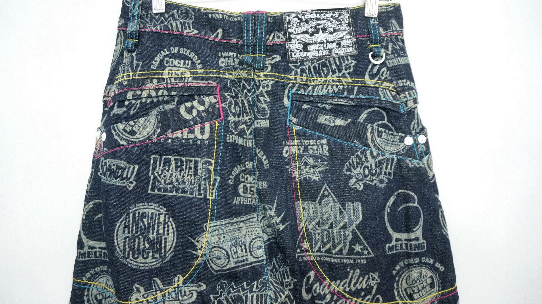 Japanese Brand CO & LU Drop Crotch Printed Skinny Leg Denim Hysteric Style Size US 29 - 9 Thumbnail