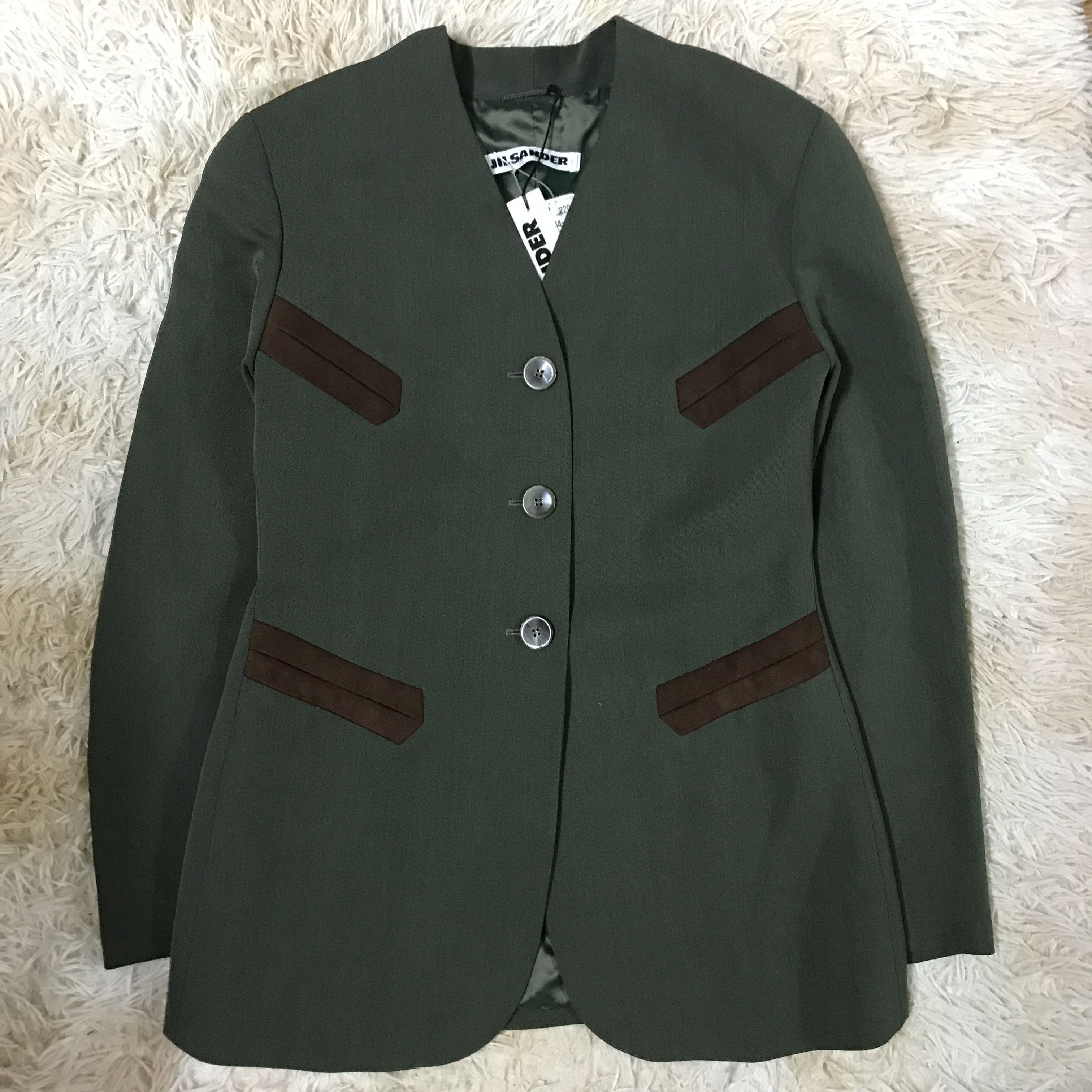 image of Jil Sander Green Single-Breasted Slim Blazer, Men's (Size Small)