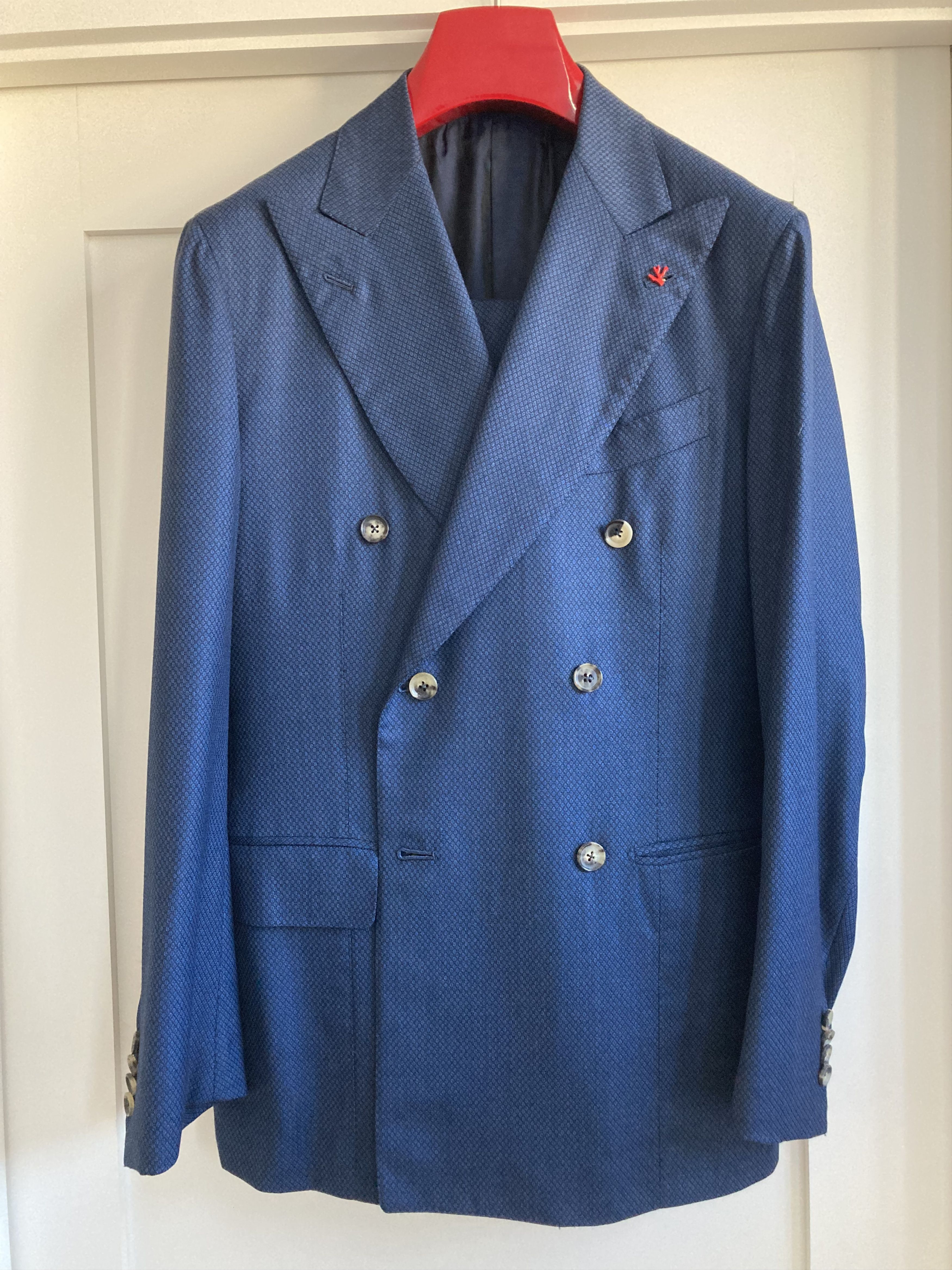 Isaia Isaia Navy Double Breasted Suit 38R Size 38R - 1 Thumbnail