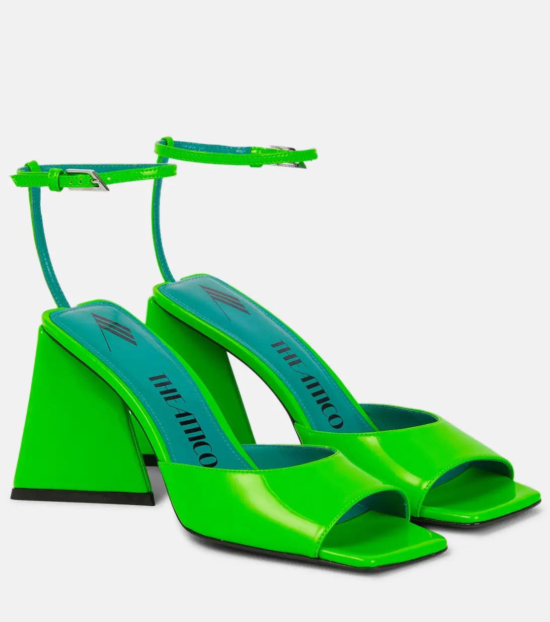 Attico Piper Patent Sandals in Green