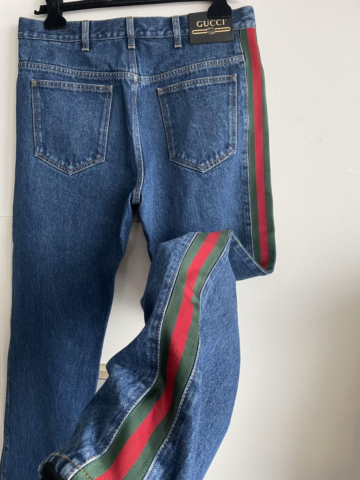 image of Limited Runway Gucci Striped Washed Denim Jeans, Men's (Size 34)