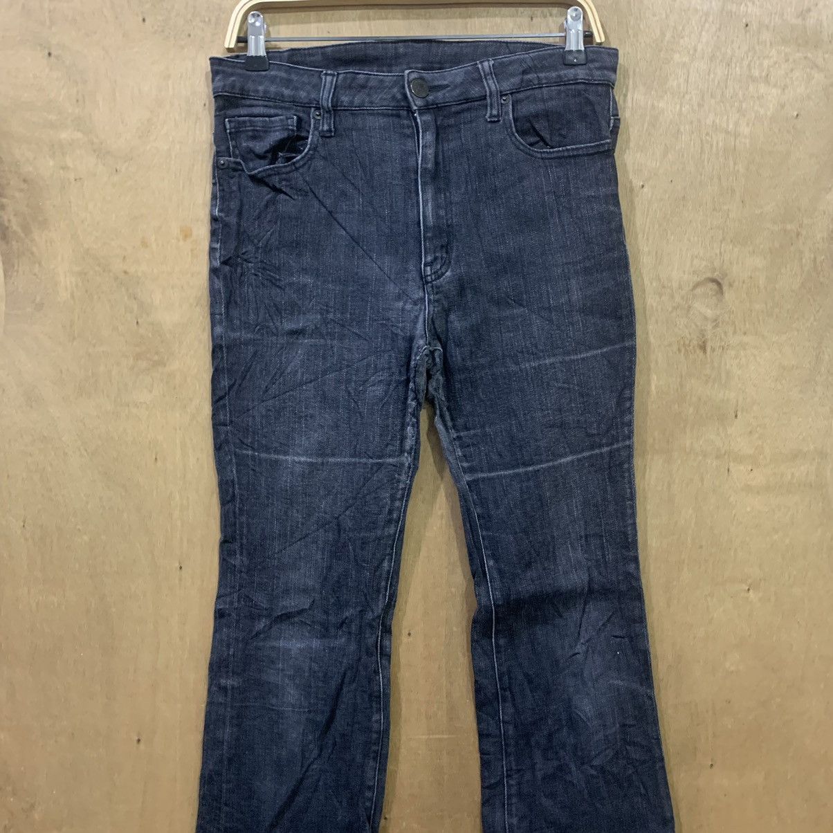 Japanese Brand UNIQLO UNDERCOVER INSPIRED Black Flared Bootcut Denim Jeans Size US 30 / EU 46 - 4 Thumbnail