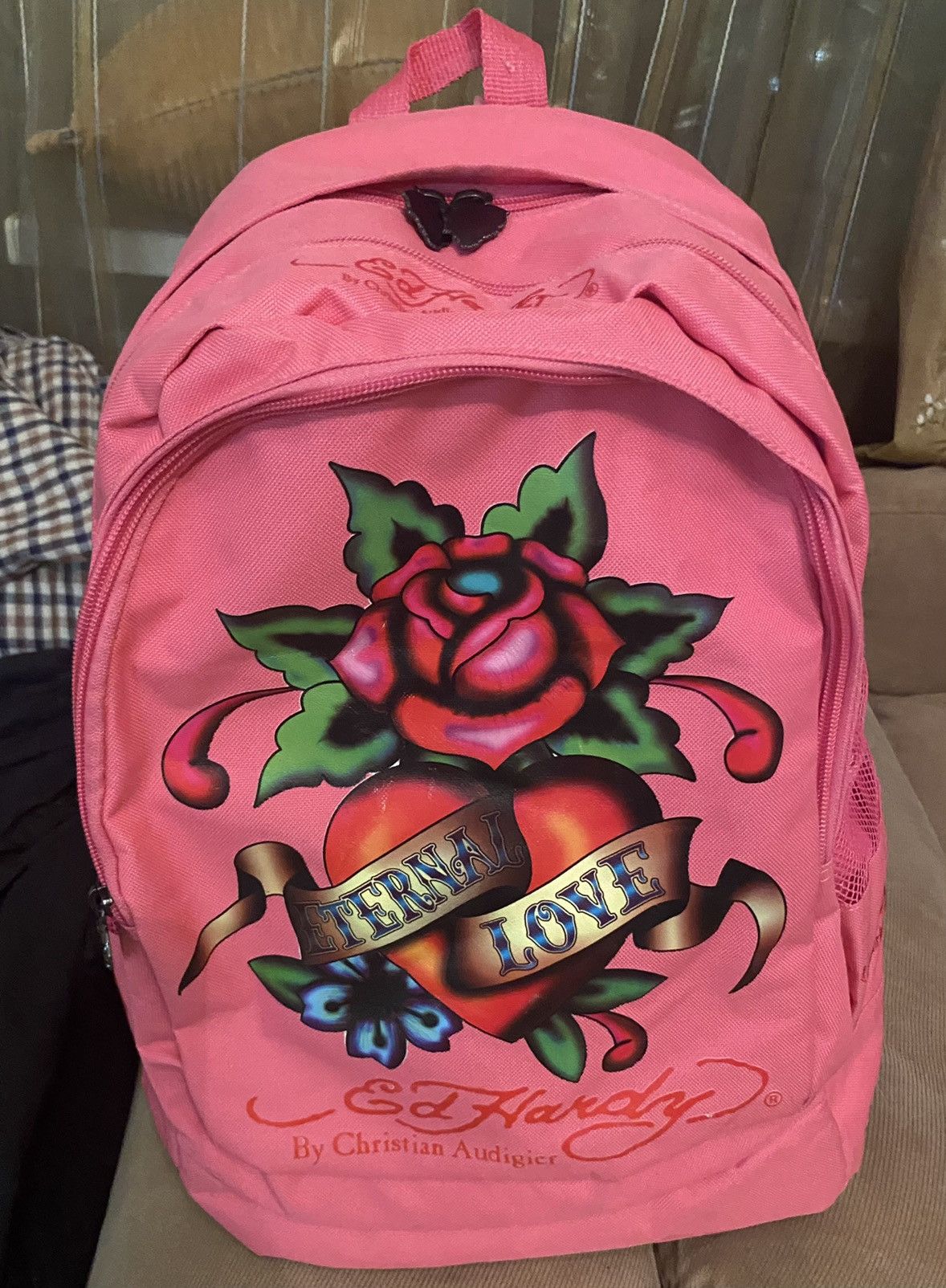 Pre owned Streetwear New Ed Hardy X Christian Audigier Backpack In Pink