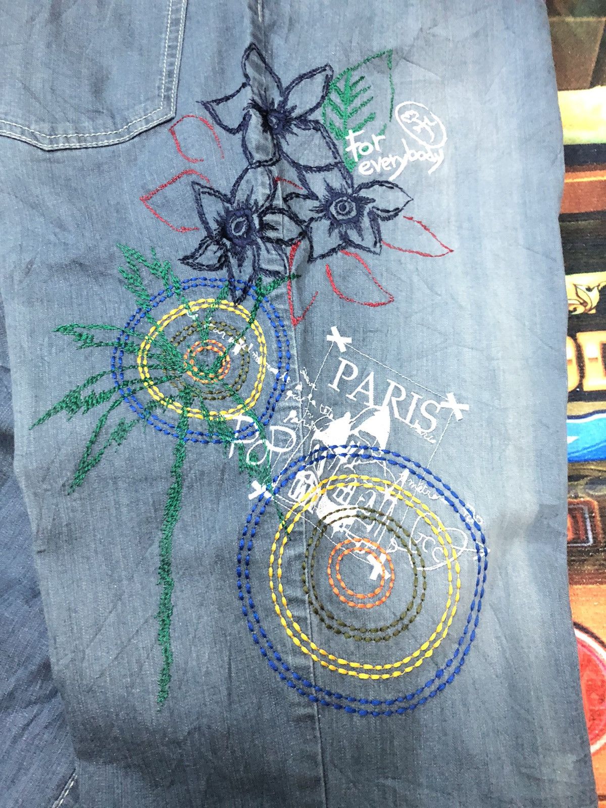 Designer × Jean Charles De Castelbajac CASTLE BAJAC PARIS POP ART EMBROIDERY DENIM JEANS Size US 34 / EU 50 - 3 Thumbnail