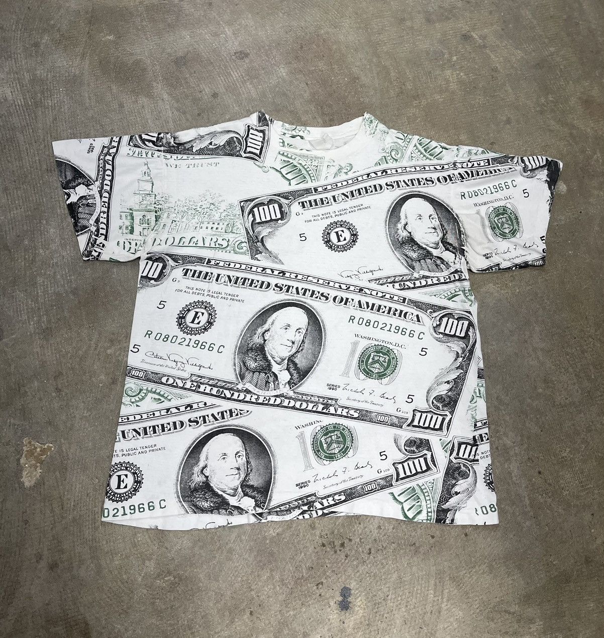 Vintage Vintage 90s 100 Dollar Bill Money Cash All Over Print | Grailed