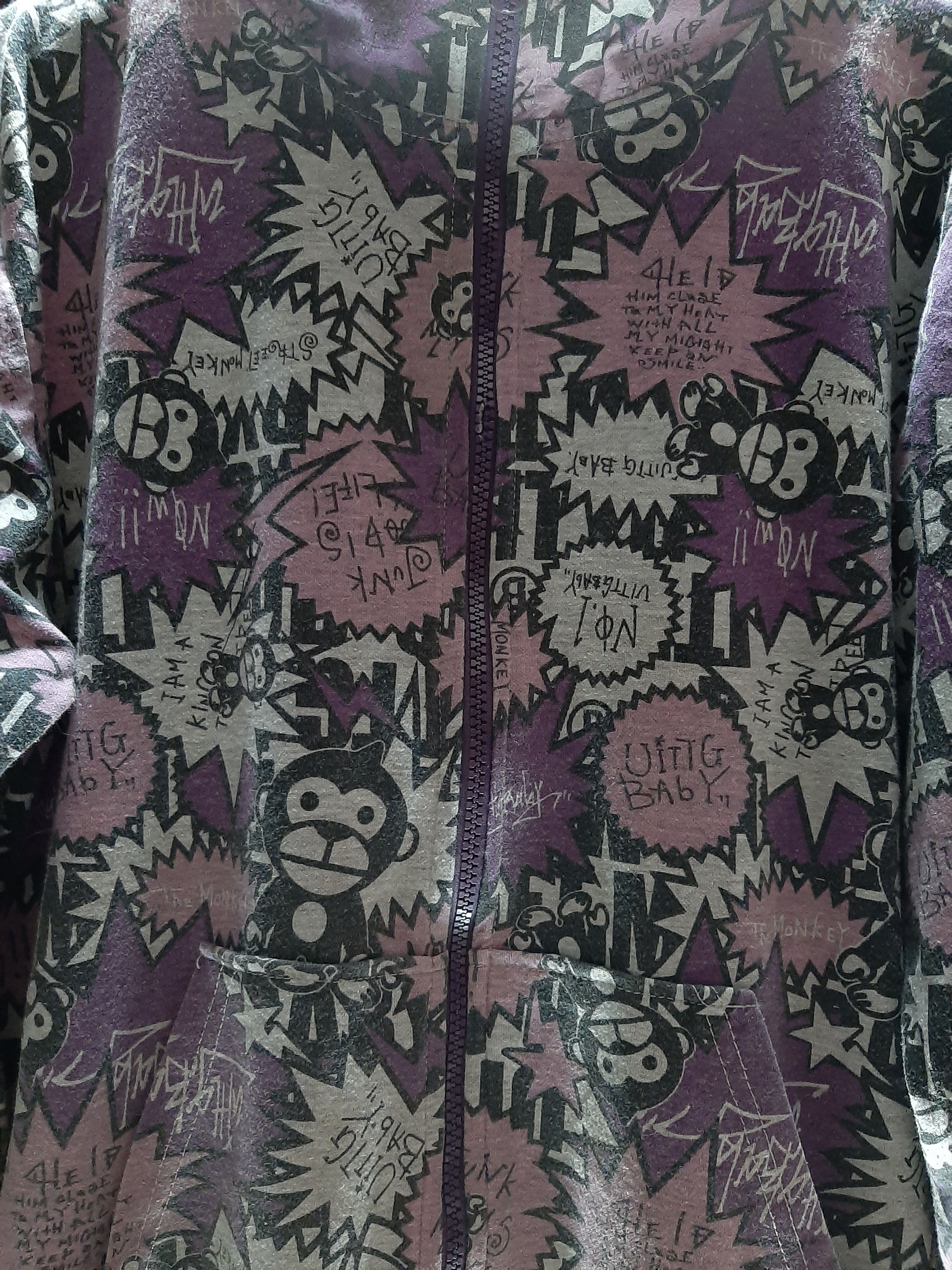Japanese Brand SWEATER ZIPPER HOODIE UITTG BABY FULL PRINT Size US M / EU 48-50 / 2 - 2 Thumbnail