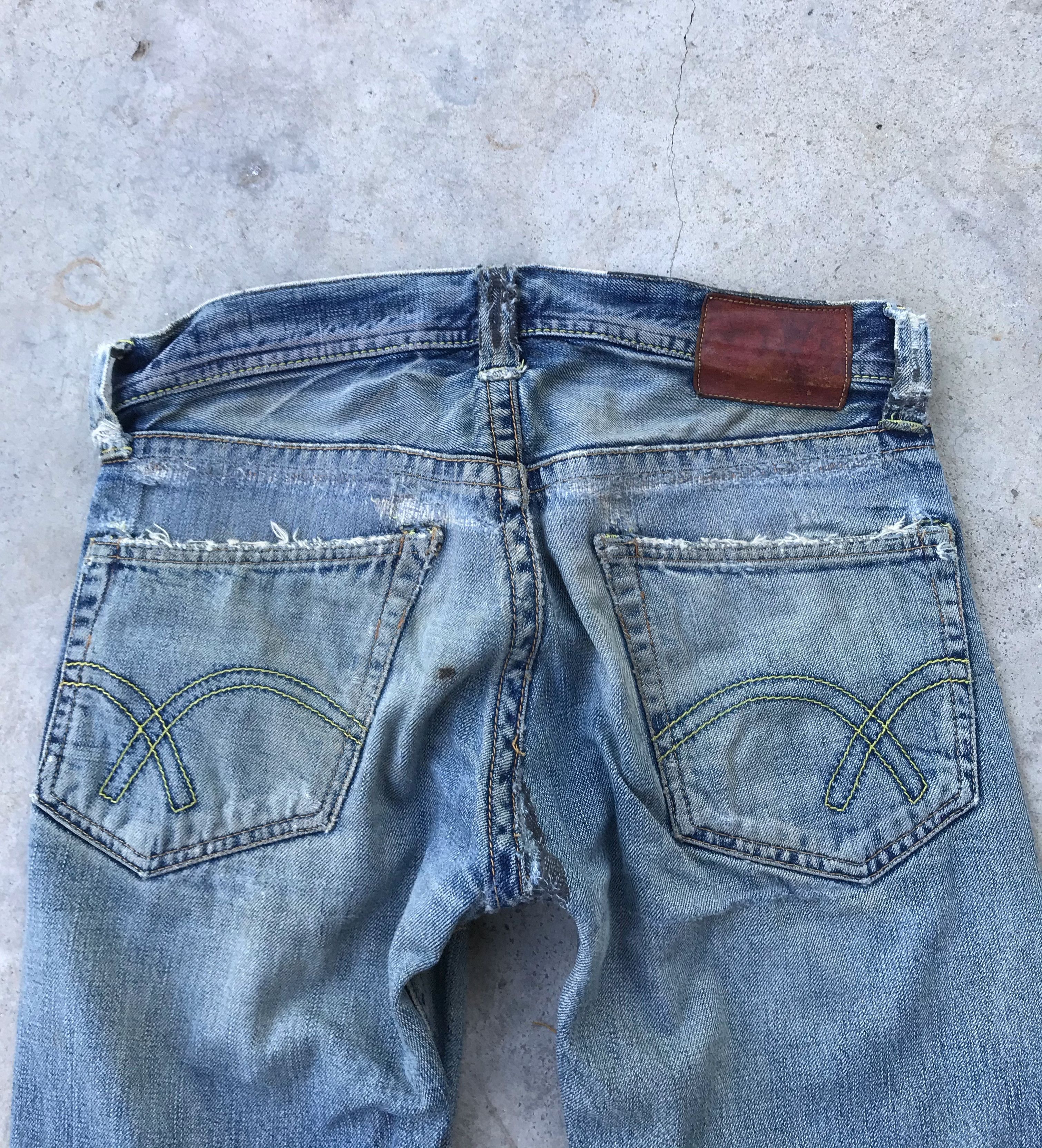 Full Count & Co. Vintage Full count distressed rusty wash blue denim jeans Size US 28 / EU 44 - 7 Thumbnail
