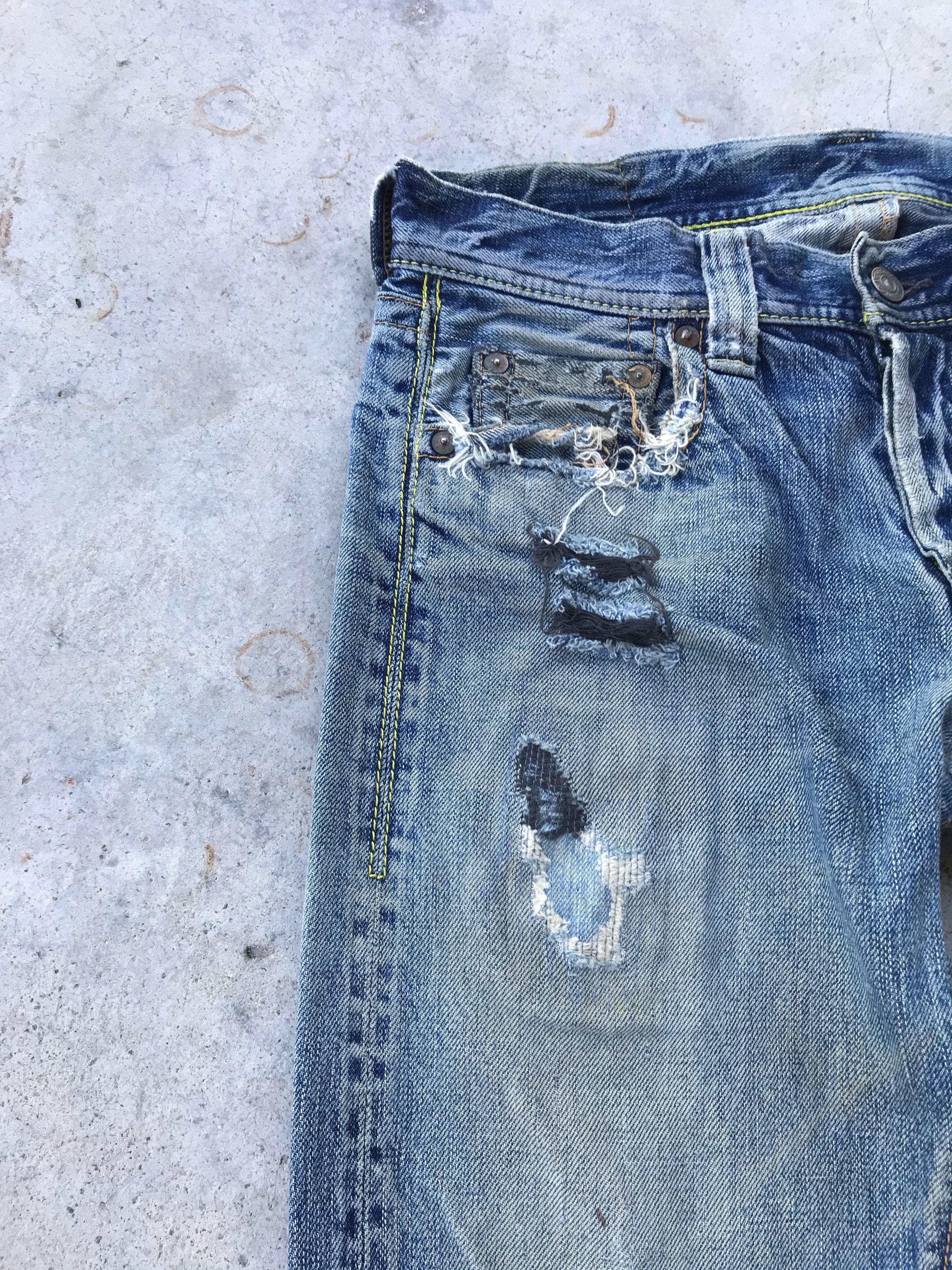 Full Count & Co. Vintage Full count distressed rusty wash blue denim jeans Size US 28 / EU 44 - 3 Thumbnail