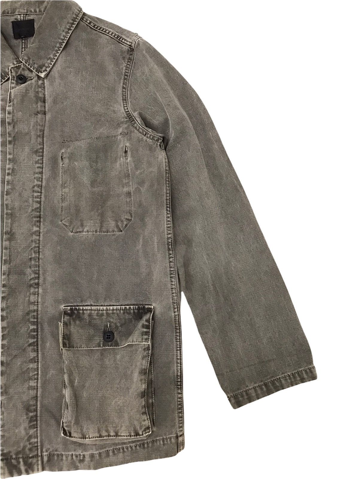 Japanese Brand ACOUSTIC Faded Black Tie Dye Hidden Pocket Chore Jacket Size US M / EU 48-50 / 2 - 5 Thumbnail