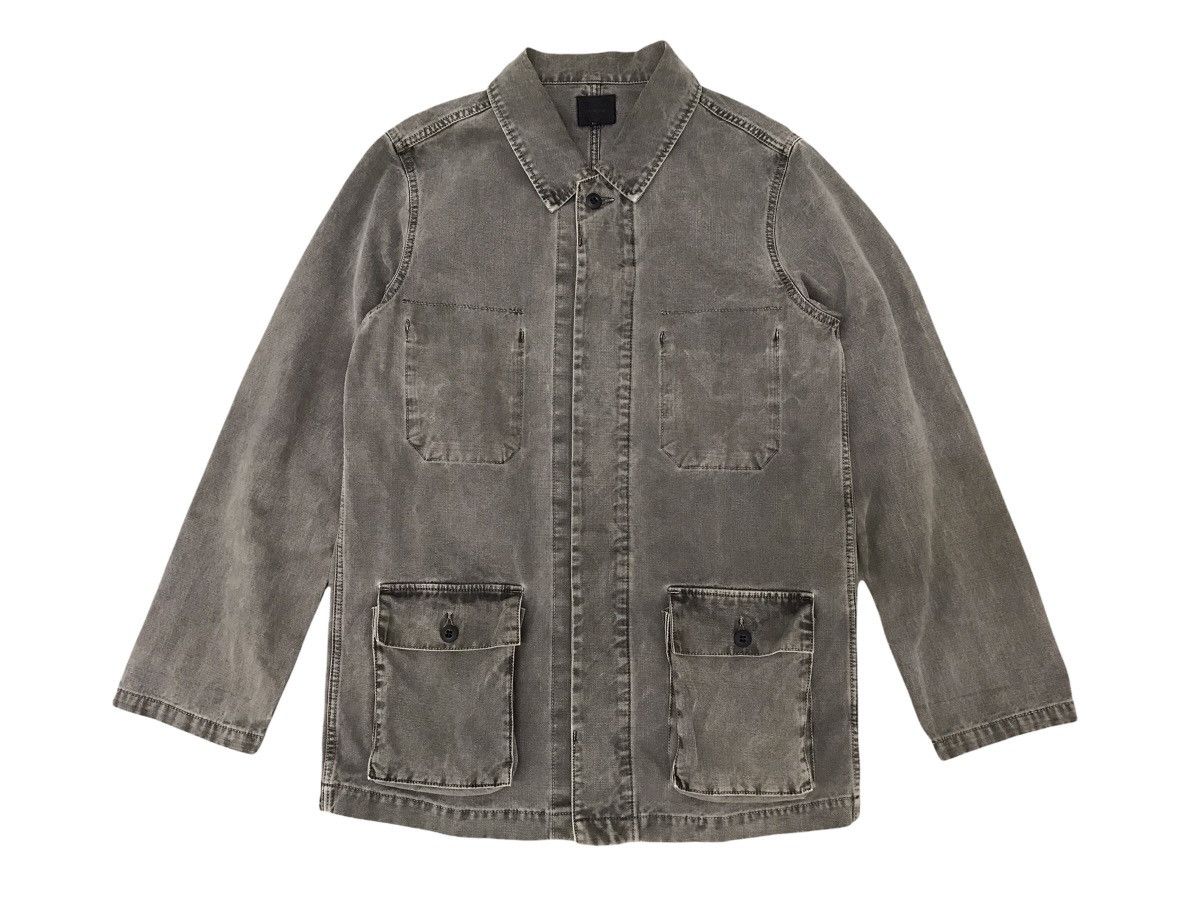Japanese Brand ACOUSTIC Faded Black Tie Dye Hidden Pocket Chore Jacket Size US M / EU 48-50 / 2 - 2 Thumbnail