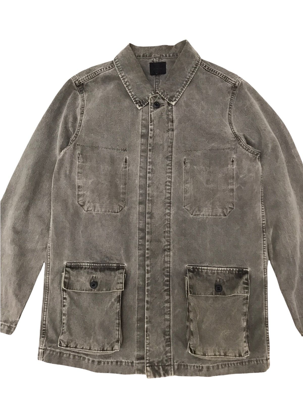 Japanese Brand ACOUSTIC Faded Black Tie Dye Hidden Pocket Chore Jacket Size US M / EU 48-50 / 2 - 3 Thumbnail