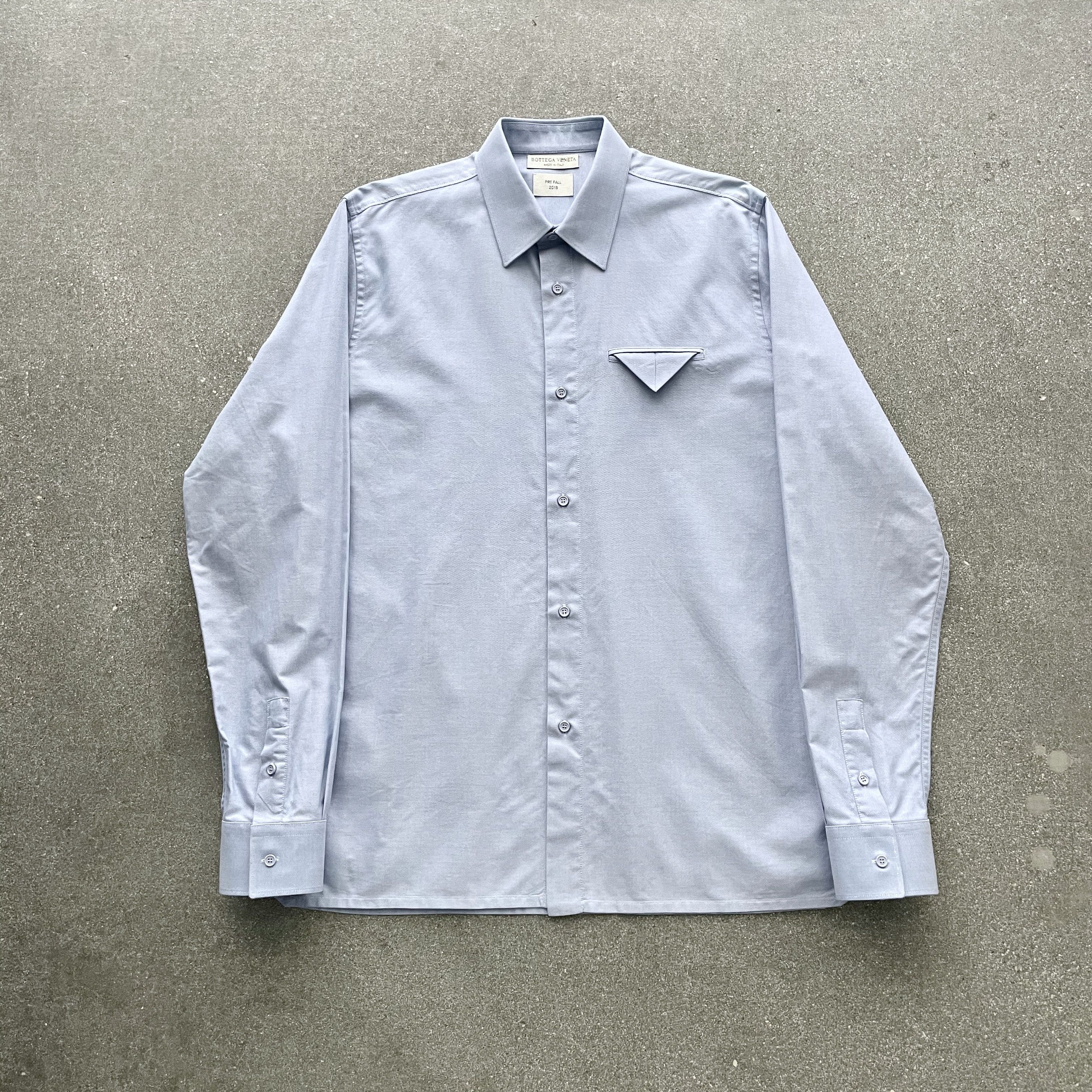 image of Bottega Veneta Pre Fall 2019 Daniel Lee Classic Fit Shirt - Size 42 in Baby Blue, Men's