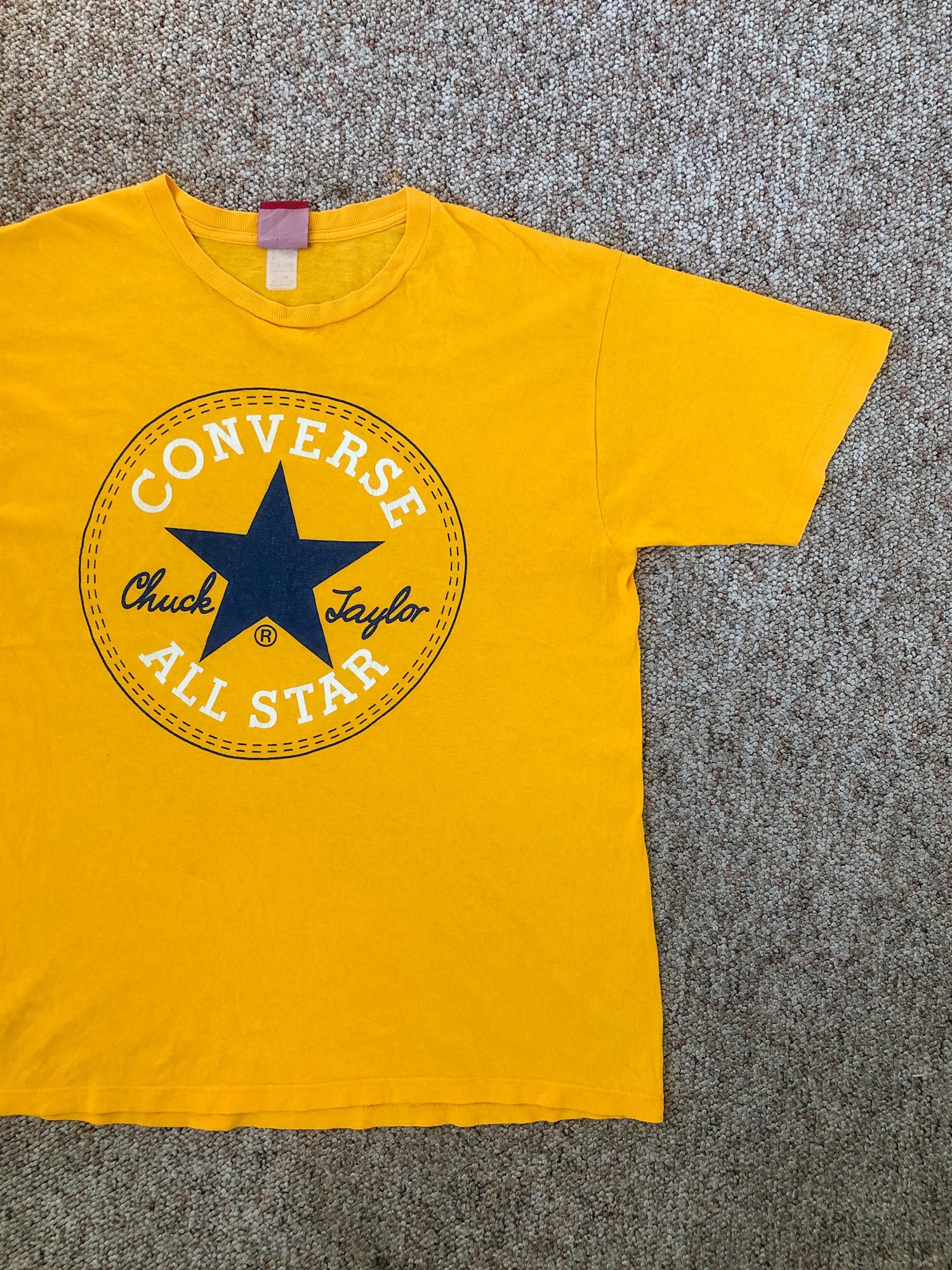 Converse × Vintage 90s Yellow 'Converse' Made in USA T-Shirt Size US L / EU 52-54 / 3 - 1 Thumbnail