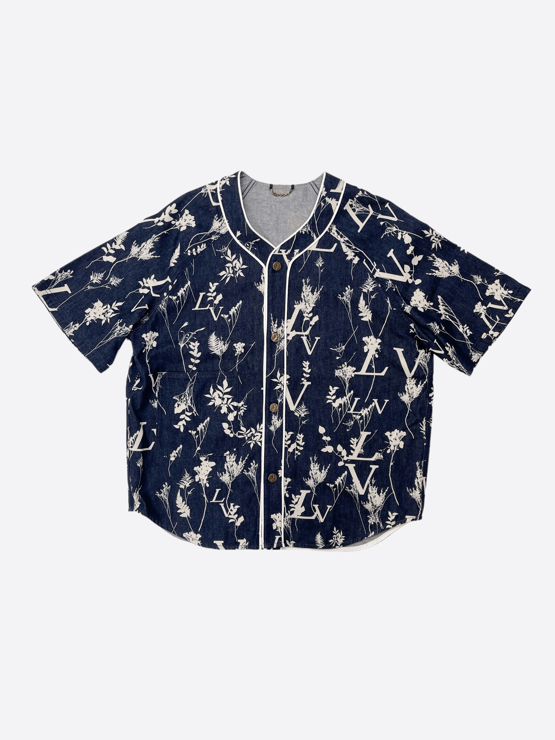 Louis Vuitton leaf denim baseball denim shirt