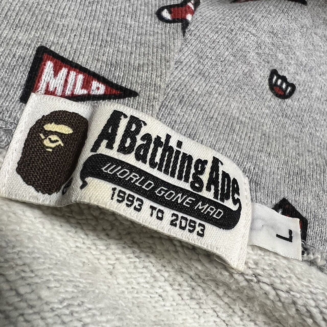 Bape BAPE full zip hoodie gray/Milo Print Size US L / EU 52-54 / 3 - 3 Thumbnail