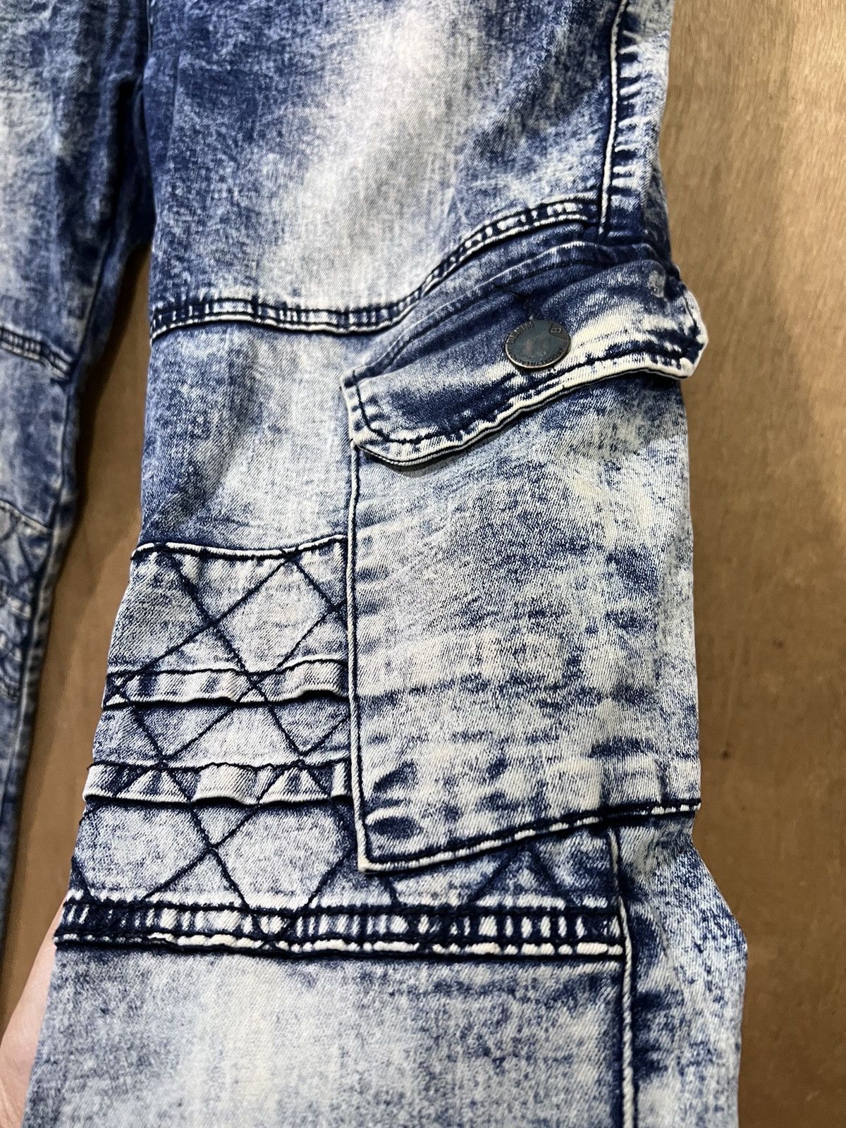 Brooklyn Denim Co. BROOKLYN LAUNDRY Bleach Acidwash Tactical Cargo Denim Jeans Size US 32 / EU 48 - 10 Thumbnail