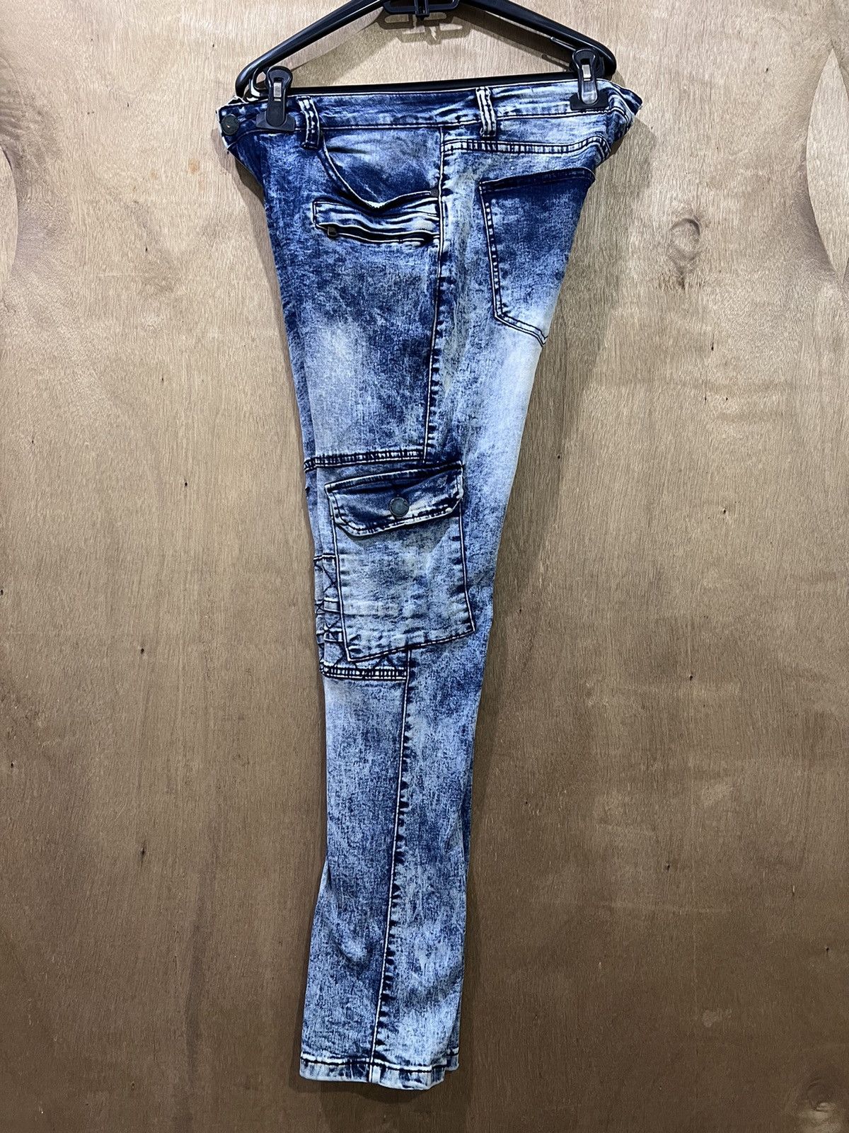Brooklyn Denim Co. BROOKLYN LAUNDRY Bleach Acidwash Tactical Cargo Denim Jeans Size US 32 / EU 48 - 4 Thumbnail