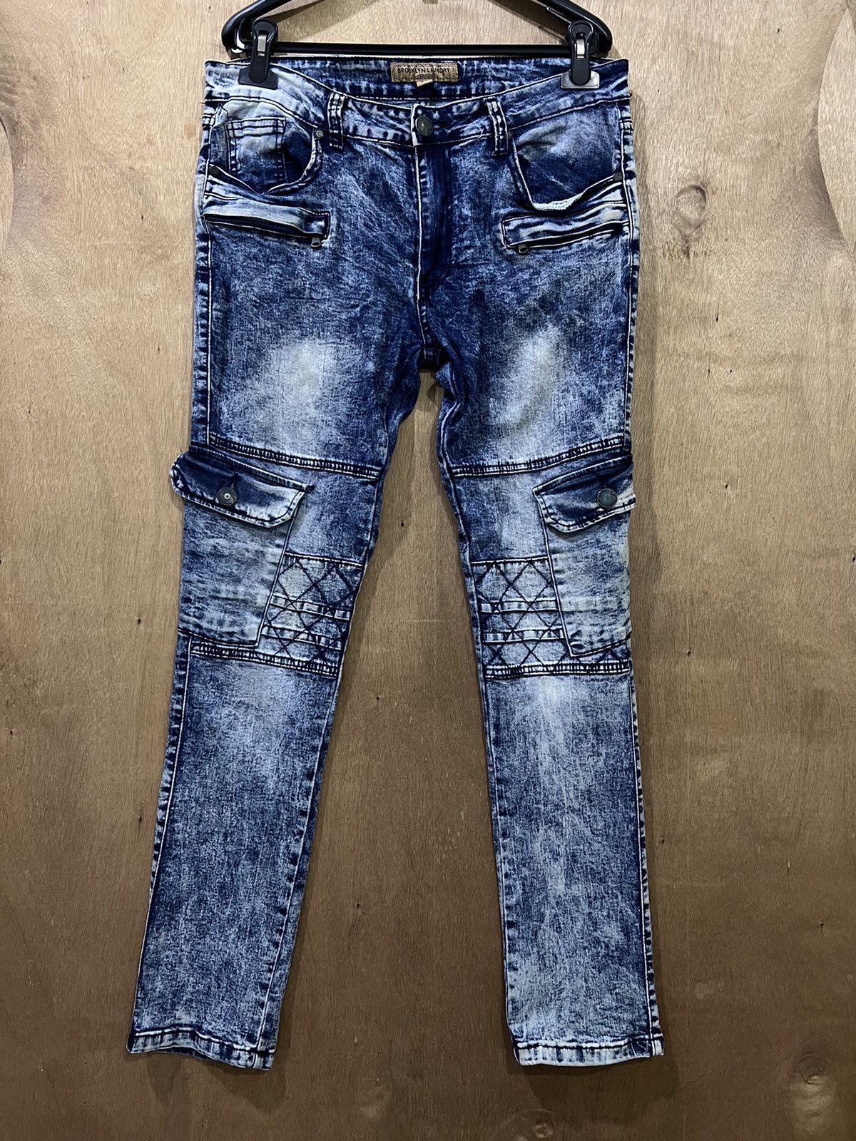 Brooklyn Denim Co. BROOKLYN LAUNDRY Bleach Acidwash Tactical Cargo Denim Jeans Size US 32 / EU 48 - 1 Thumbnail