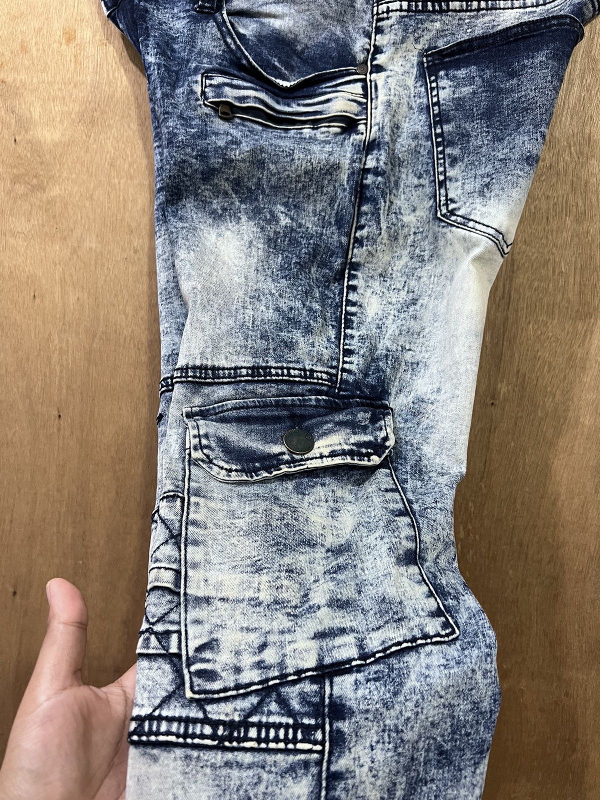 Brooklyn Denim Co. BROOKLYN LAUNDRY Bleach Acidwash Tactical Cargo Denim Jeans Size US 32 / EU 48 - 11 Thumbnail