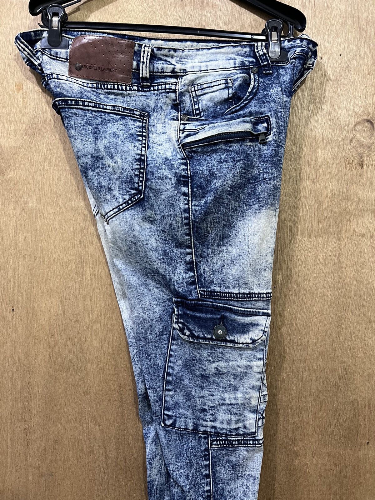 Brooklyn Denim Co. BROOKLYN LAUNDRY Bleach Acidwash Tactical Cargo Denim Jeans Size US 32 / EU 48 - 5 Thumbnail