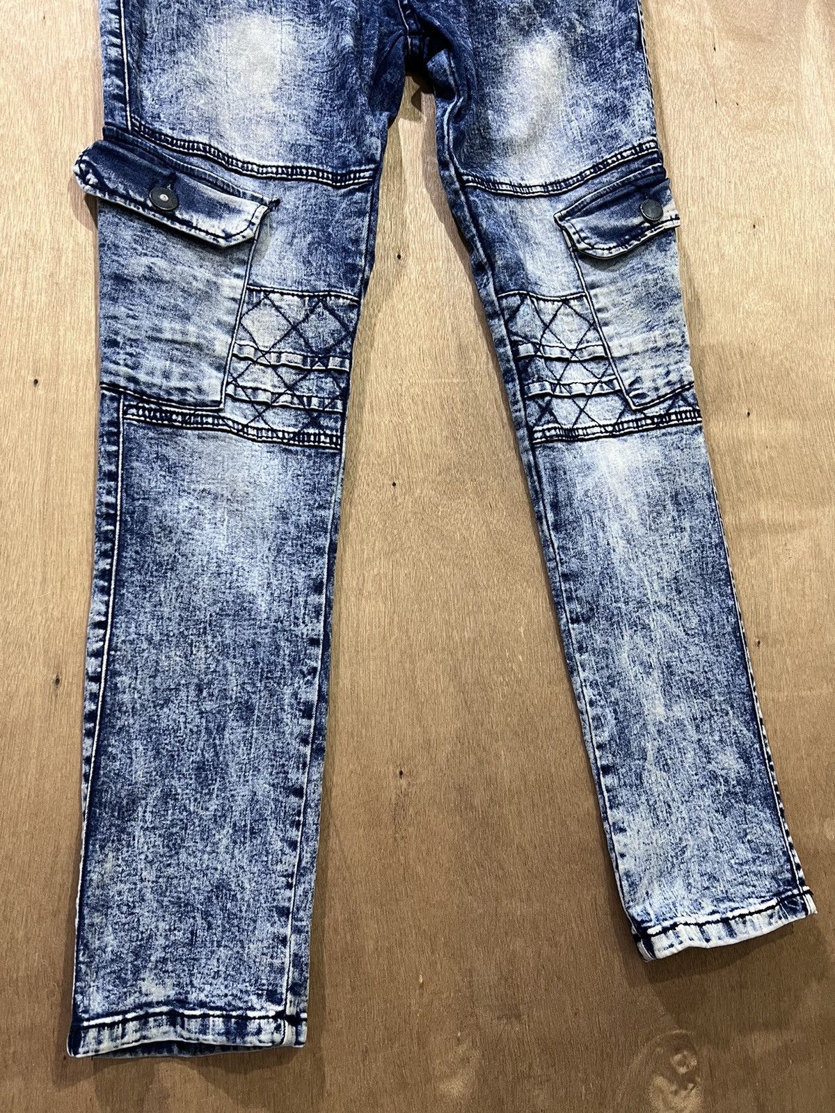 Brooklyn Denim Co. BROOKLYN LAUNDRY Bleach Acidwash Tactical Cargo Denim Jeans Size US 32 / EU 48 - 12 Thumbnail