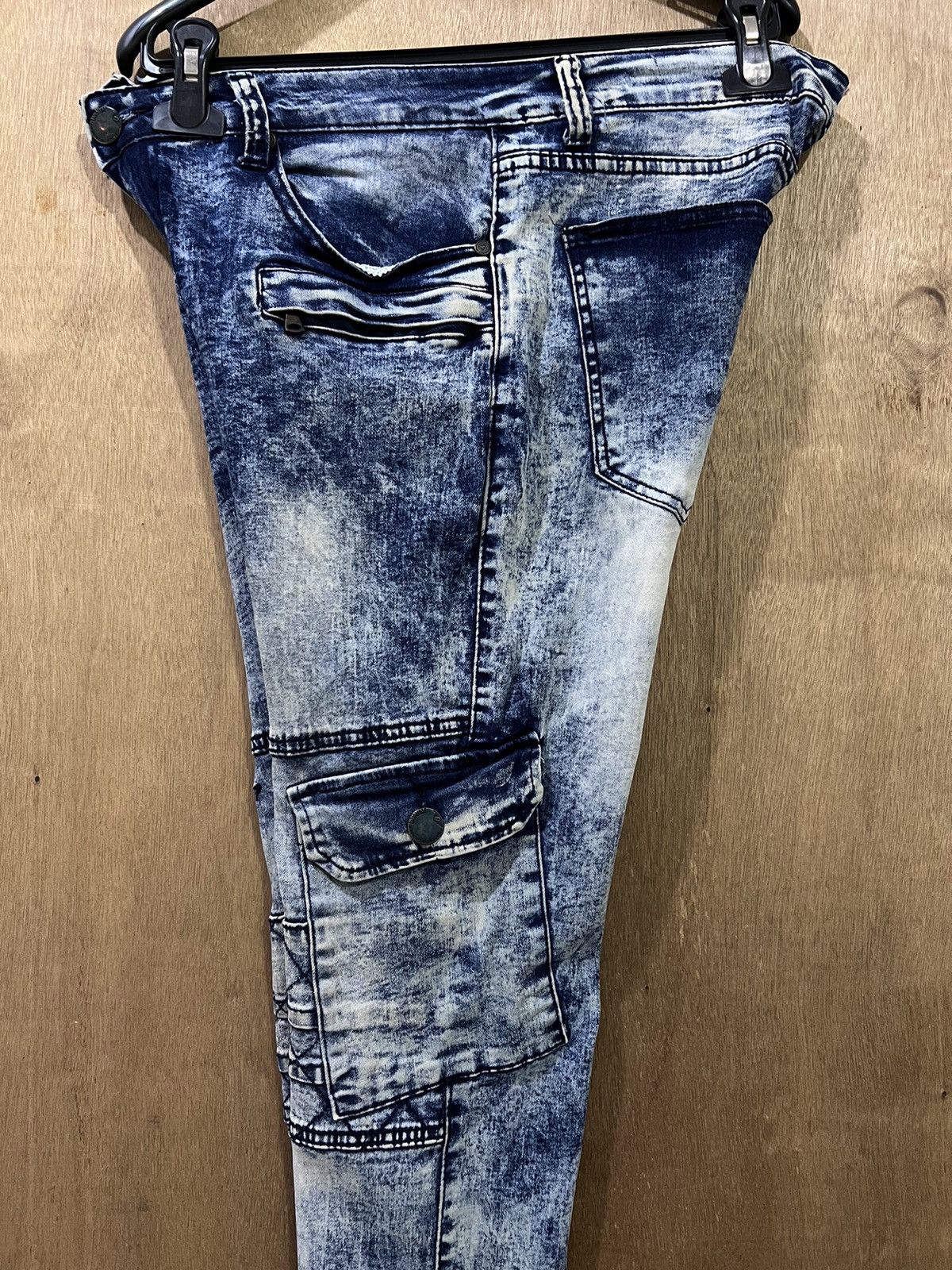 Brooklyn Denim Co. BROOKLYN LAUNDRY Bleach Acidwash Tactical Cargo Denim Jeans Size US 32 / EU 48 - 6 Thumbnail