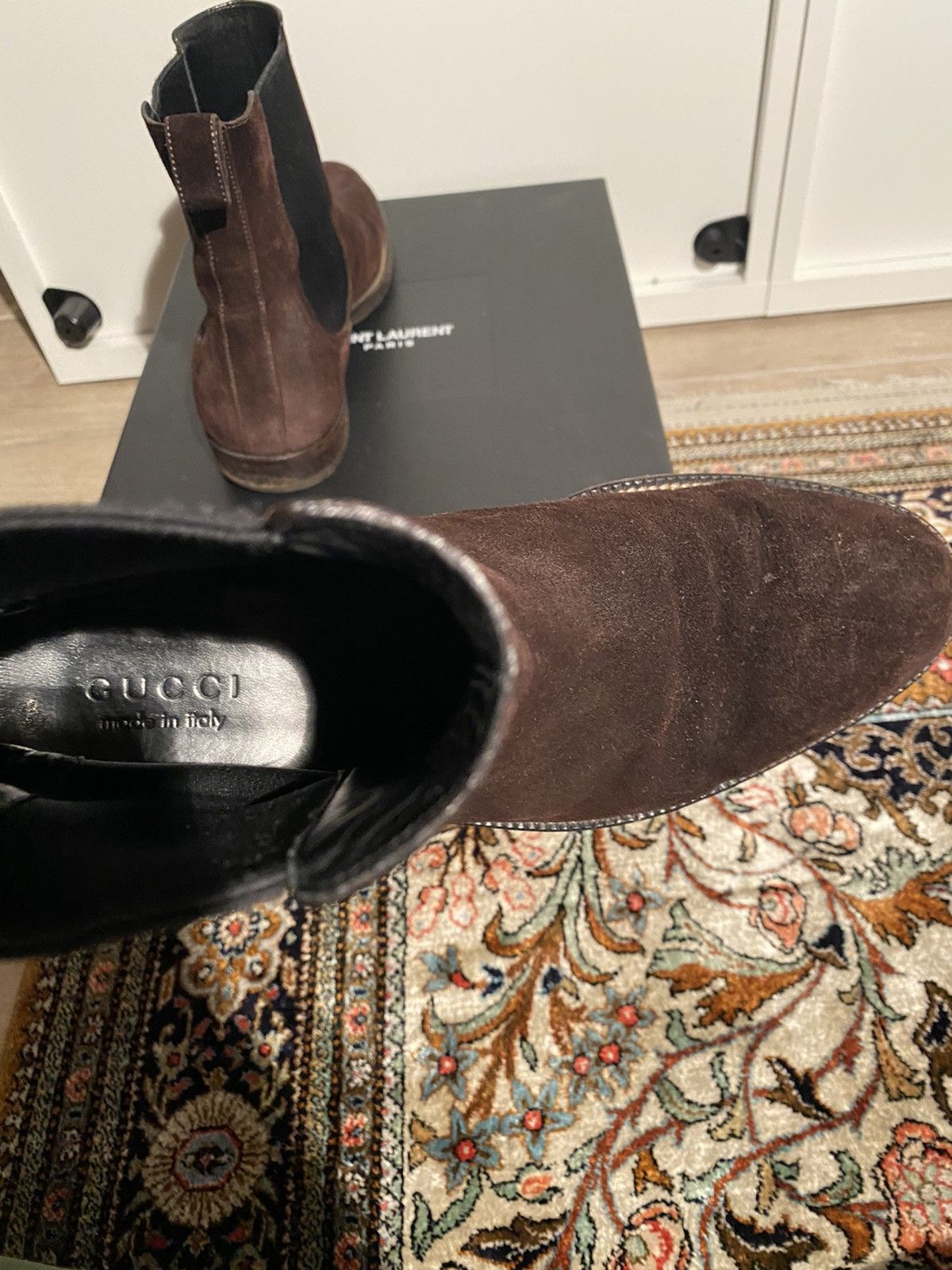 Gucci Brown Tan Chelsea Suede Boots Size US 9.5 / EU 42-43 - 7 Thumbnail