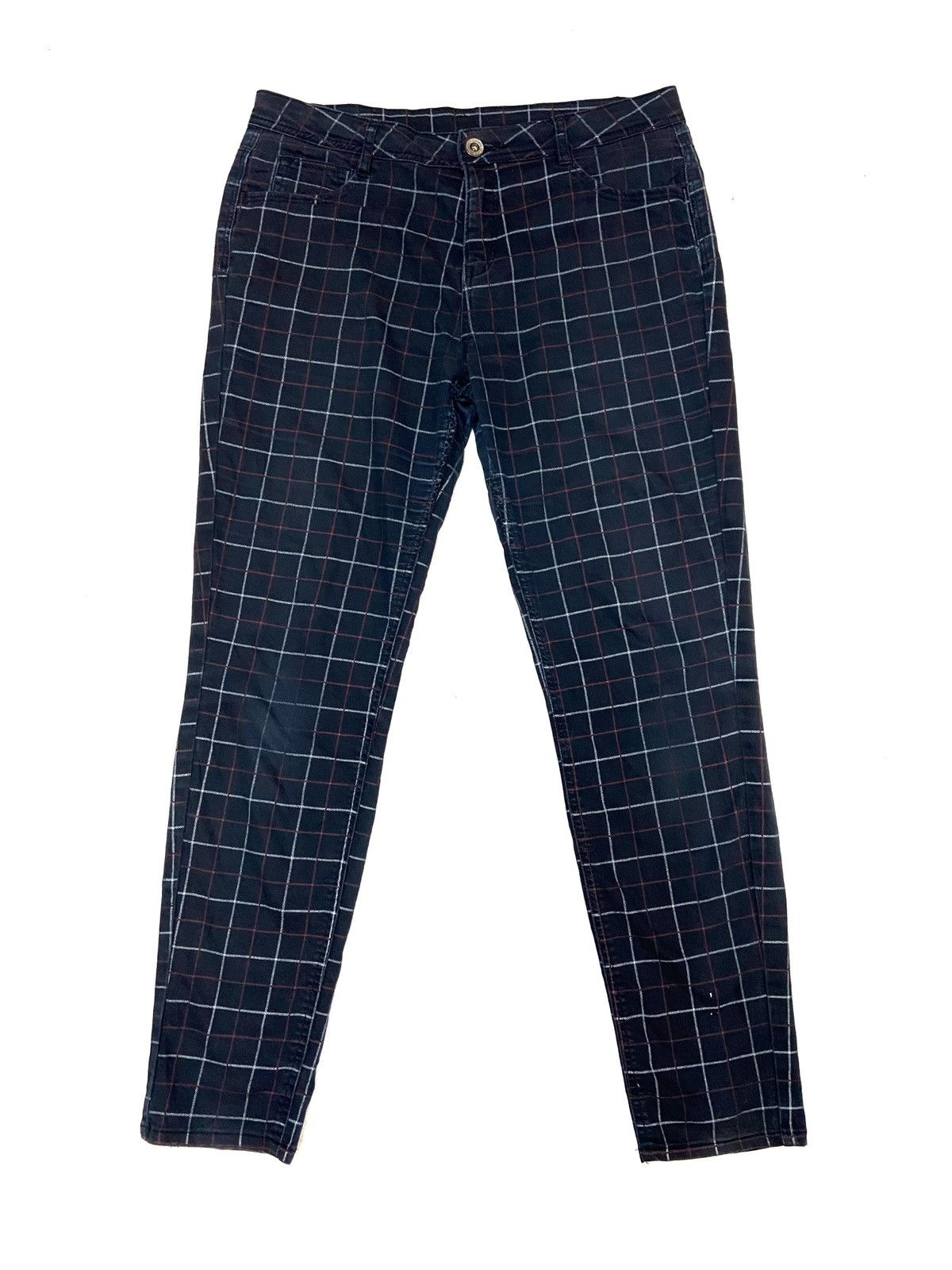 Japanese Brand × Vintage Japanese Brand Tartan Checkered Pants Dark Blue Slim Fit Size US 32 / EU 48 - 1 Thumbnail