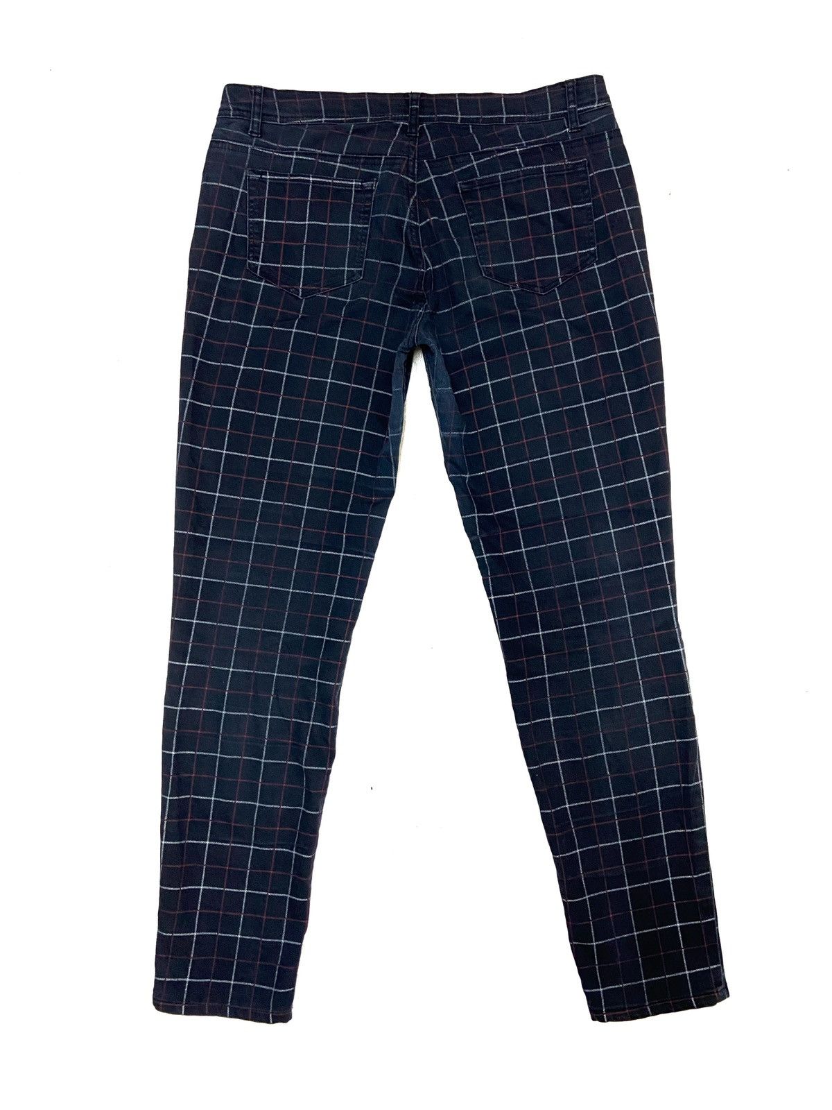 Japanese Brand × Vintage Japanese Brand Tartan Checkered Pants Dark Blue Slim Fit Size US 32 / EU 48 - 2 Thumbnail