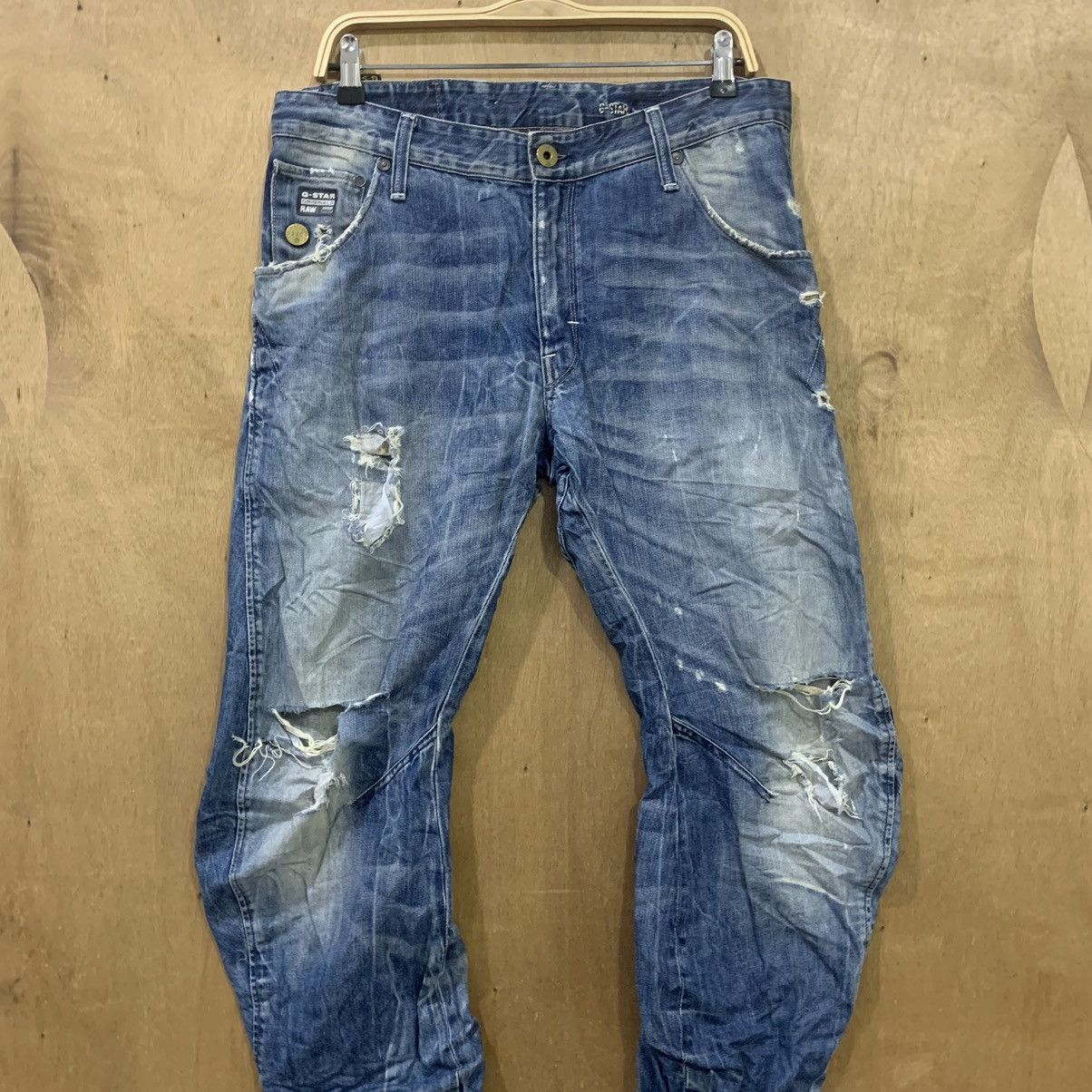 G-Star G STAR RAW Vintage Denim 3D Arc Slim Cleg Rider Biker Jeans Size US 33 - 4 Thumbnail