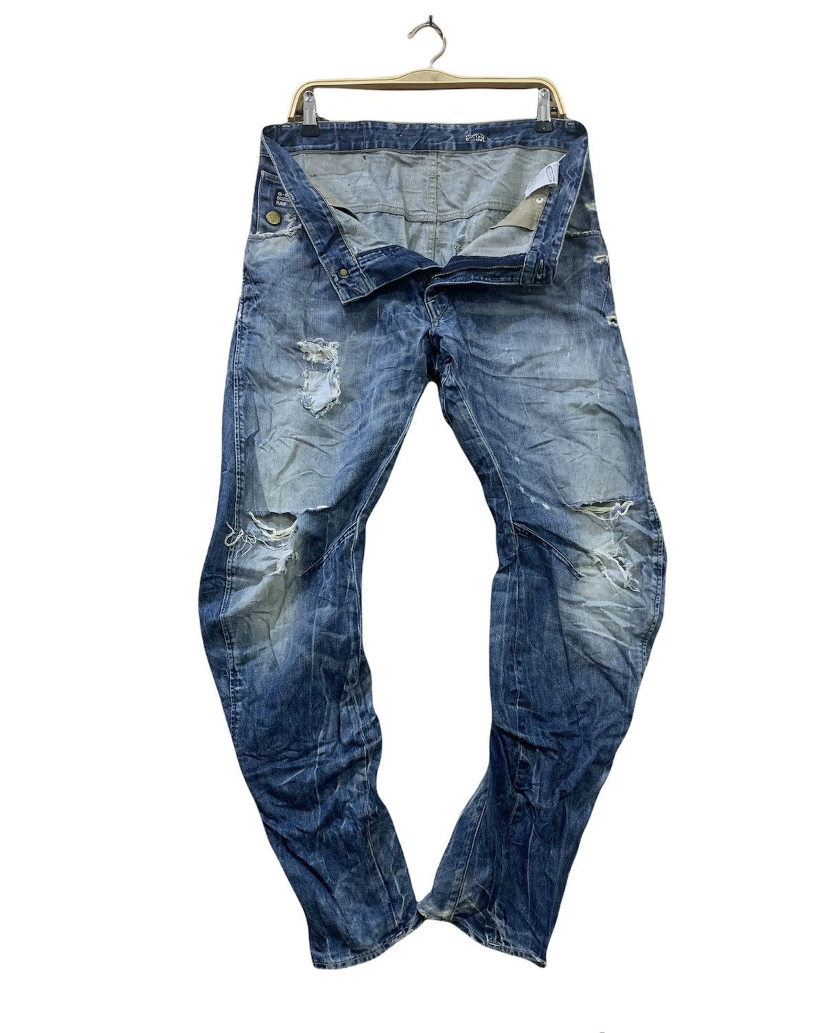 G-Star G STAR RAW Vintage Denim 3D Arc Slim Cleg Rider Biker Jeans Size US 33 - 3 Thumbnail