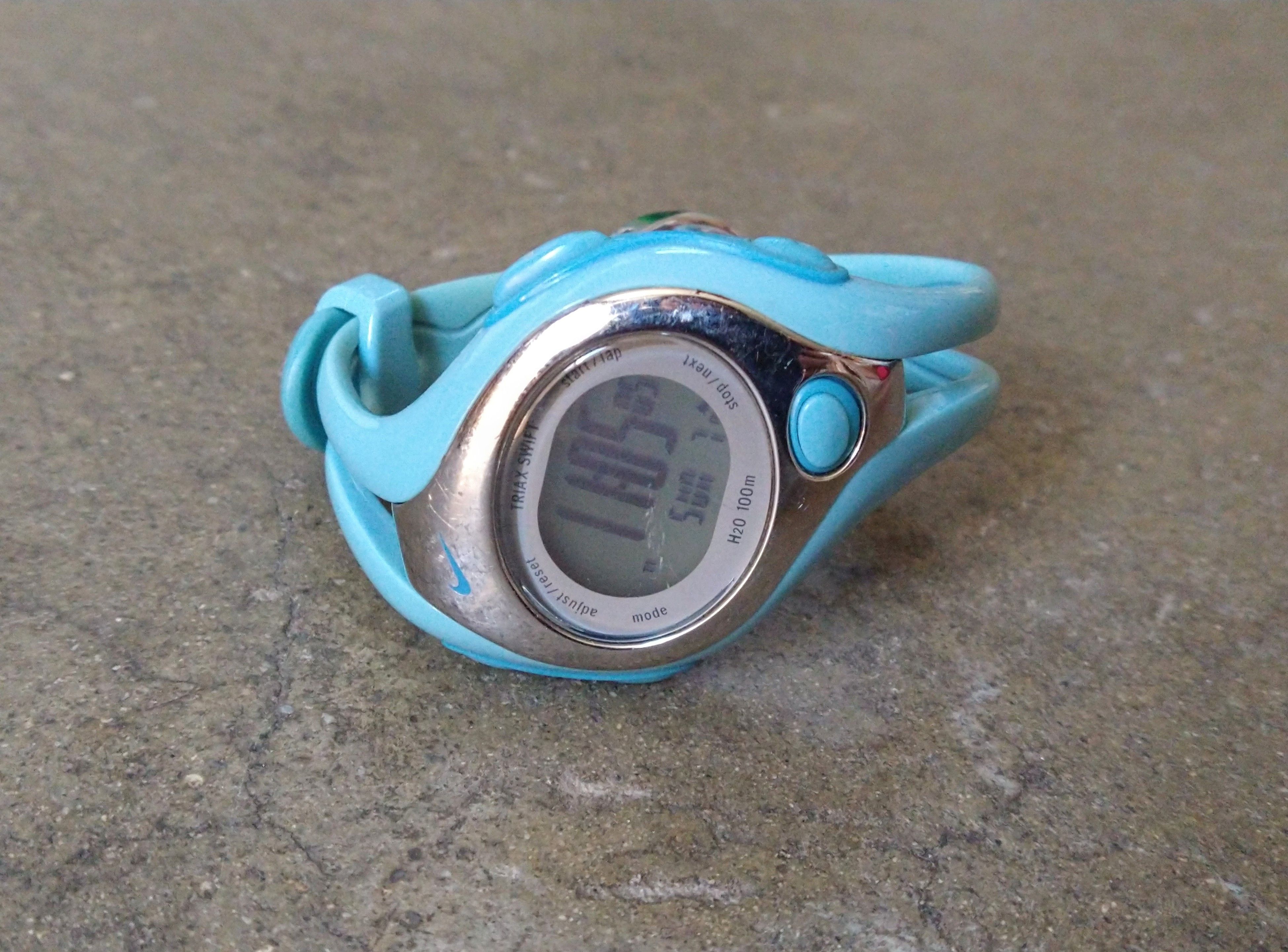 Nike Watch Sports Rubber Blue Silver Digital, Men's