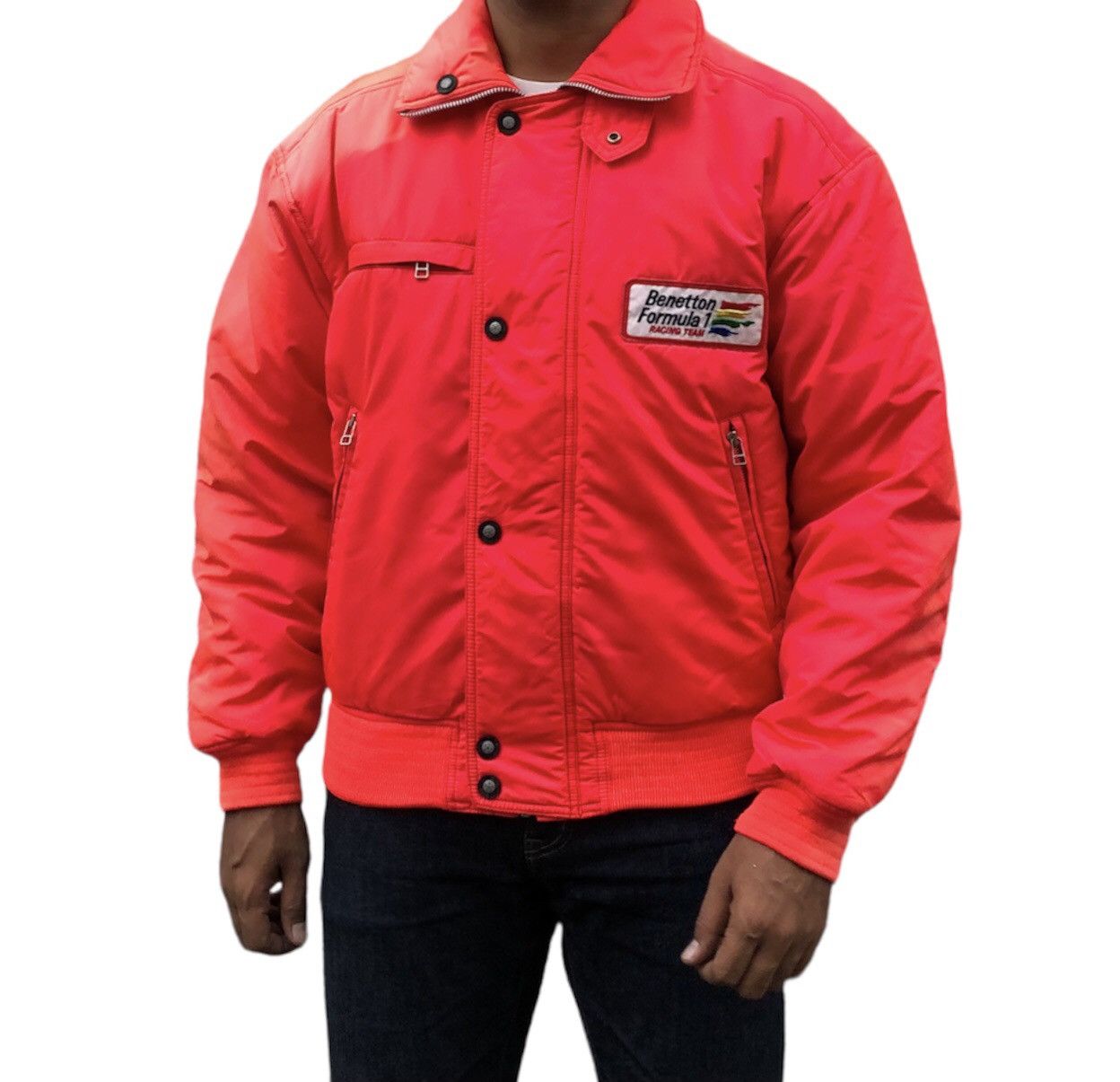 United Colors Of Benetton Benetton Formula1Racing Team distressed Faded Bomber Jacket Size US L / EU 52-54 / 3 - 3 Thumbnail
