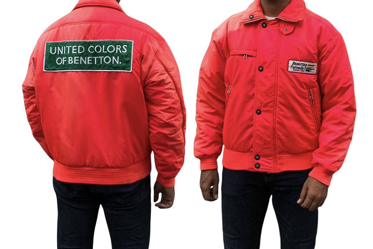 United Colors Of Benetton Benetton Formula1Racing Team distressed Faded Bomber Jacket Size US L / EU 52-54 / 3 - 1 Thumbnail