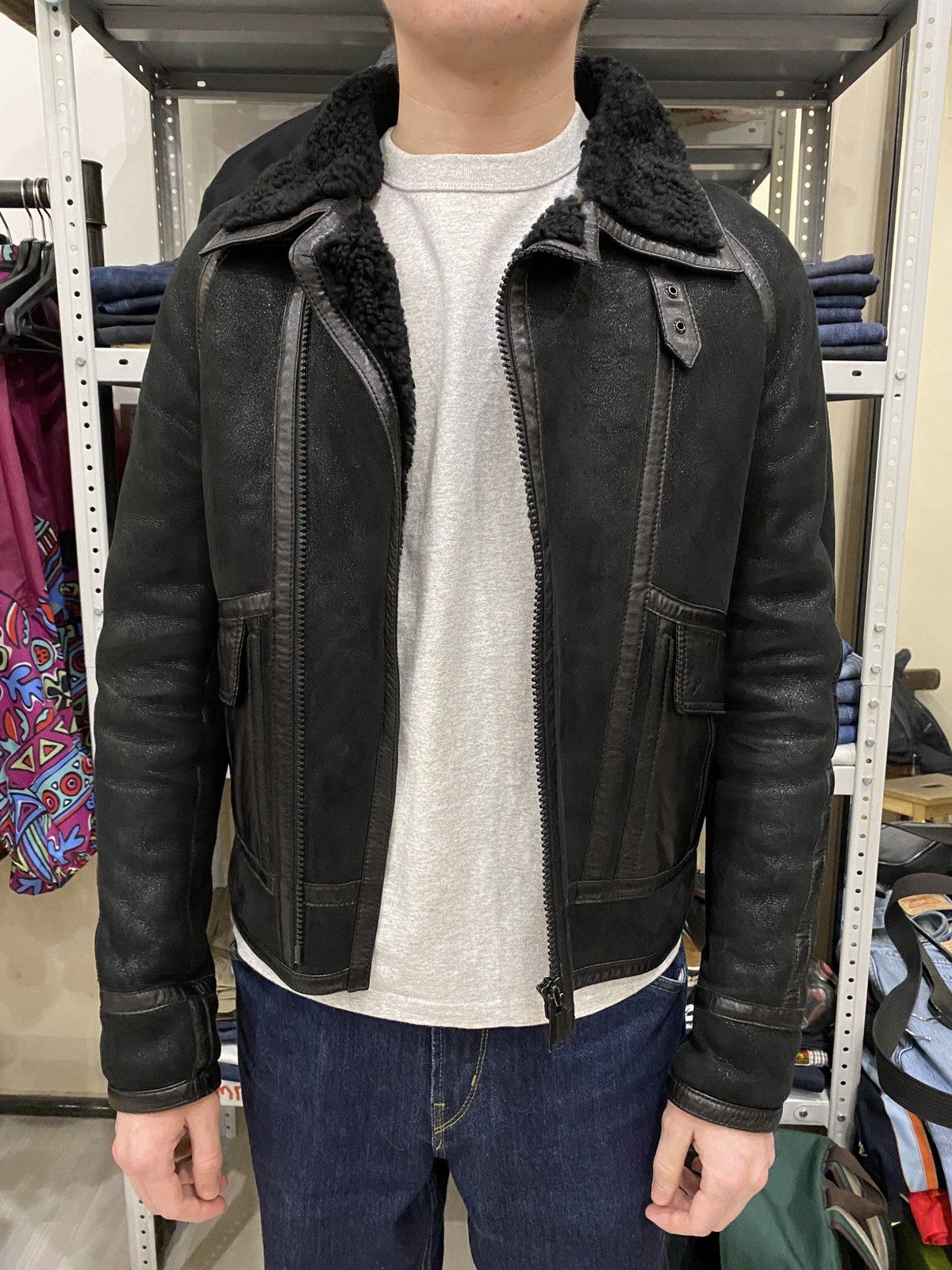 image of Balenciaga Nicolas Ghesquiere Lambskin Shearling Jacket in Black, Men's (Size Medium)