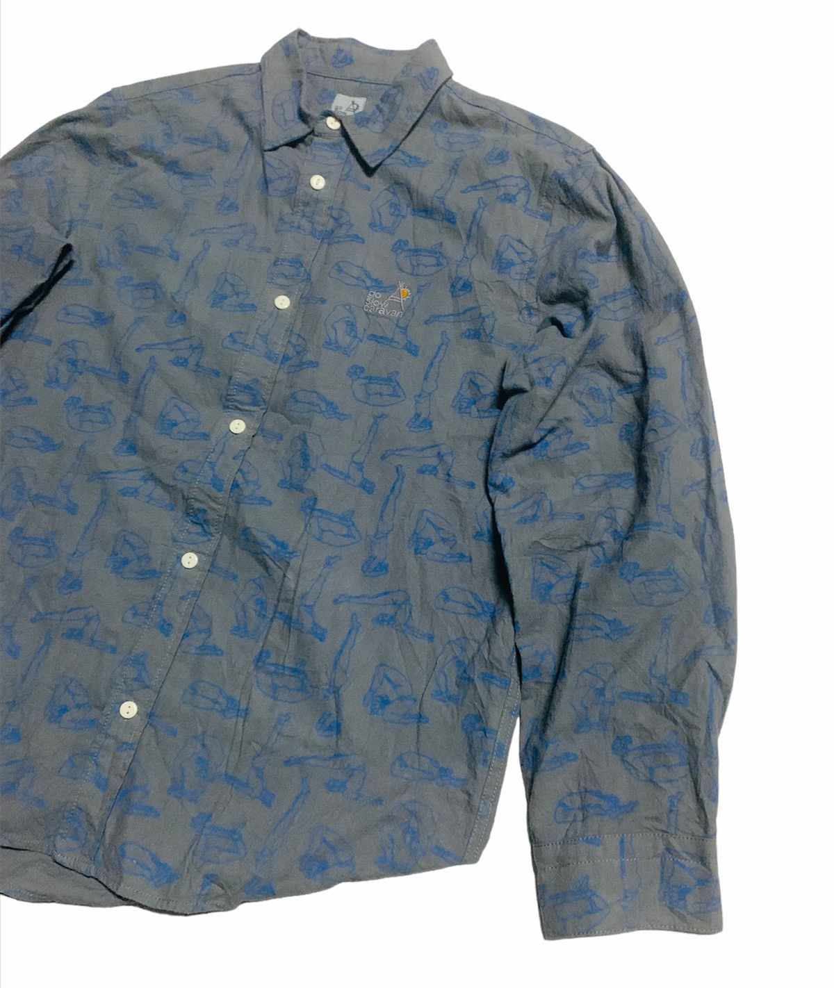 go slow caravan GO SLOW CARAVAN EMBROIDERY LOGO GREY FULLPRINT FLANNEL Size US M / EU 48-50 / 2 - 2 Thumbnail