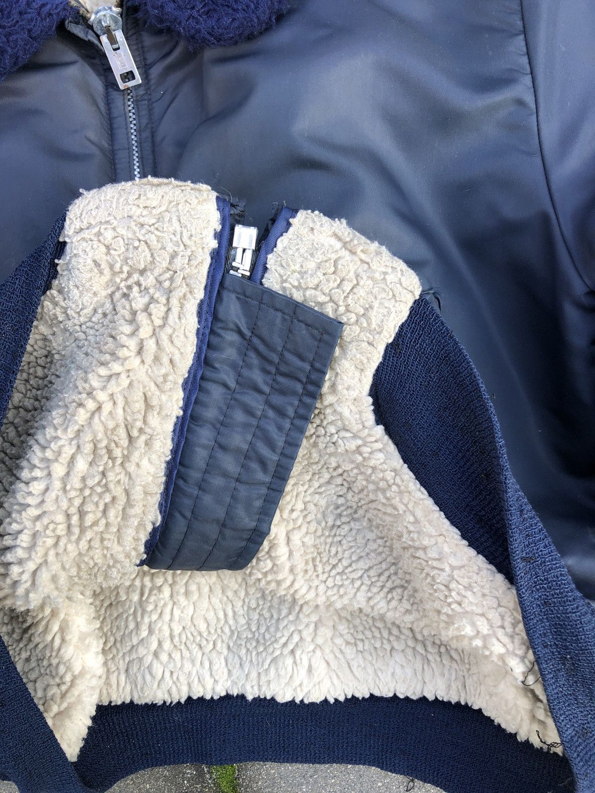 Vintage 50s sherpa lined fur bomber flight jacket wwII