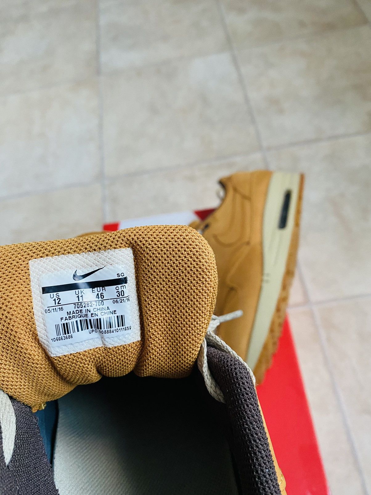 Nike × Patta NikeLab AirMax1 Prm Wheat 2015 Bw Atmos Tn Size US 12 / EU 45 - 9 Thumbnail