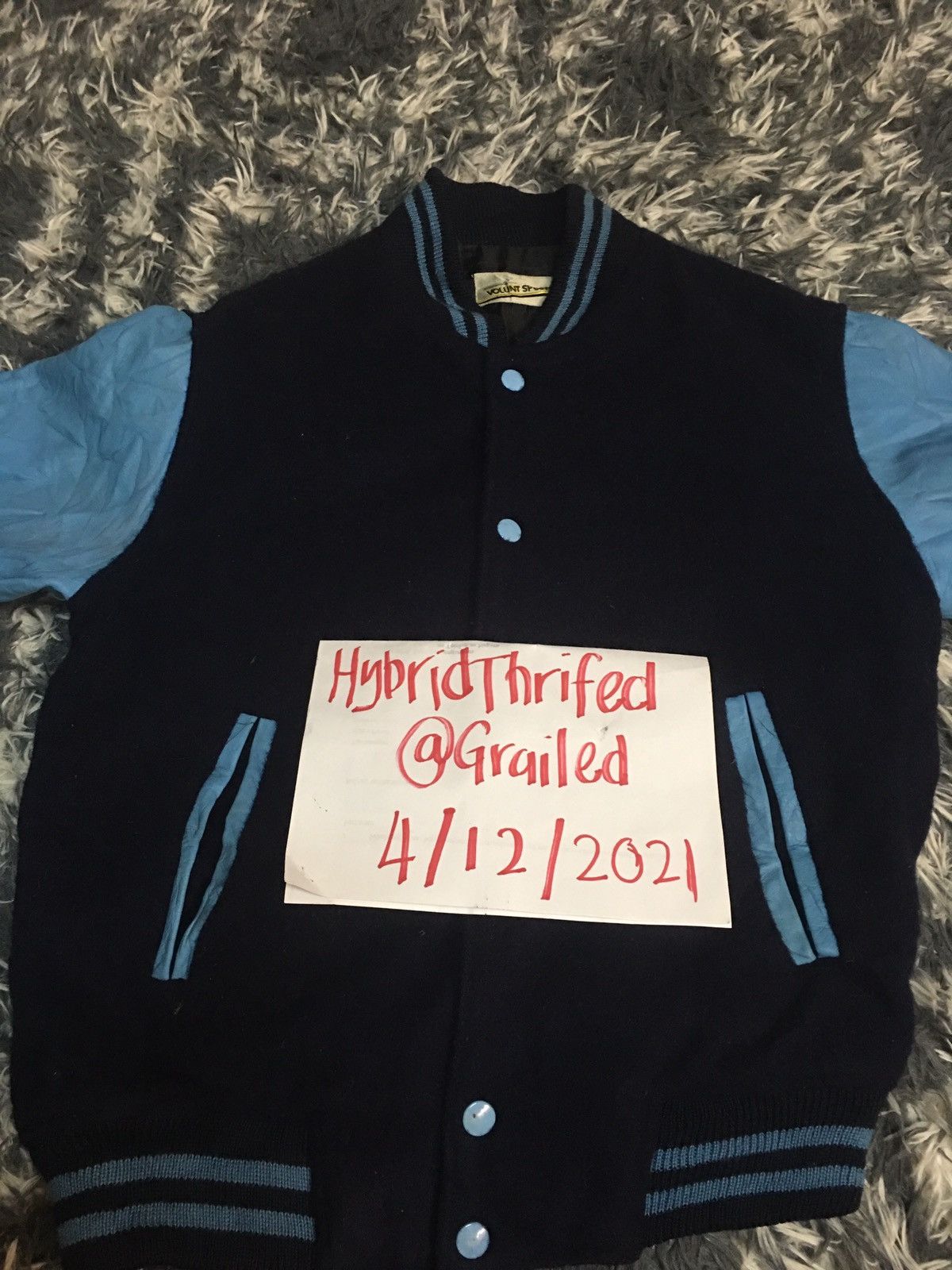 Japanese Brand Varsity Navy Wool and Genuine Sky Leather Size US S / EU 44-46 / 1 - 8 Thumbnail