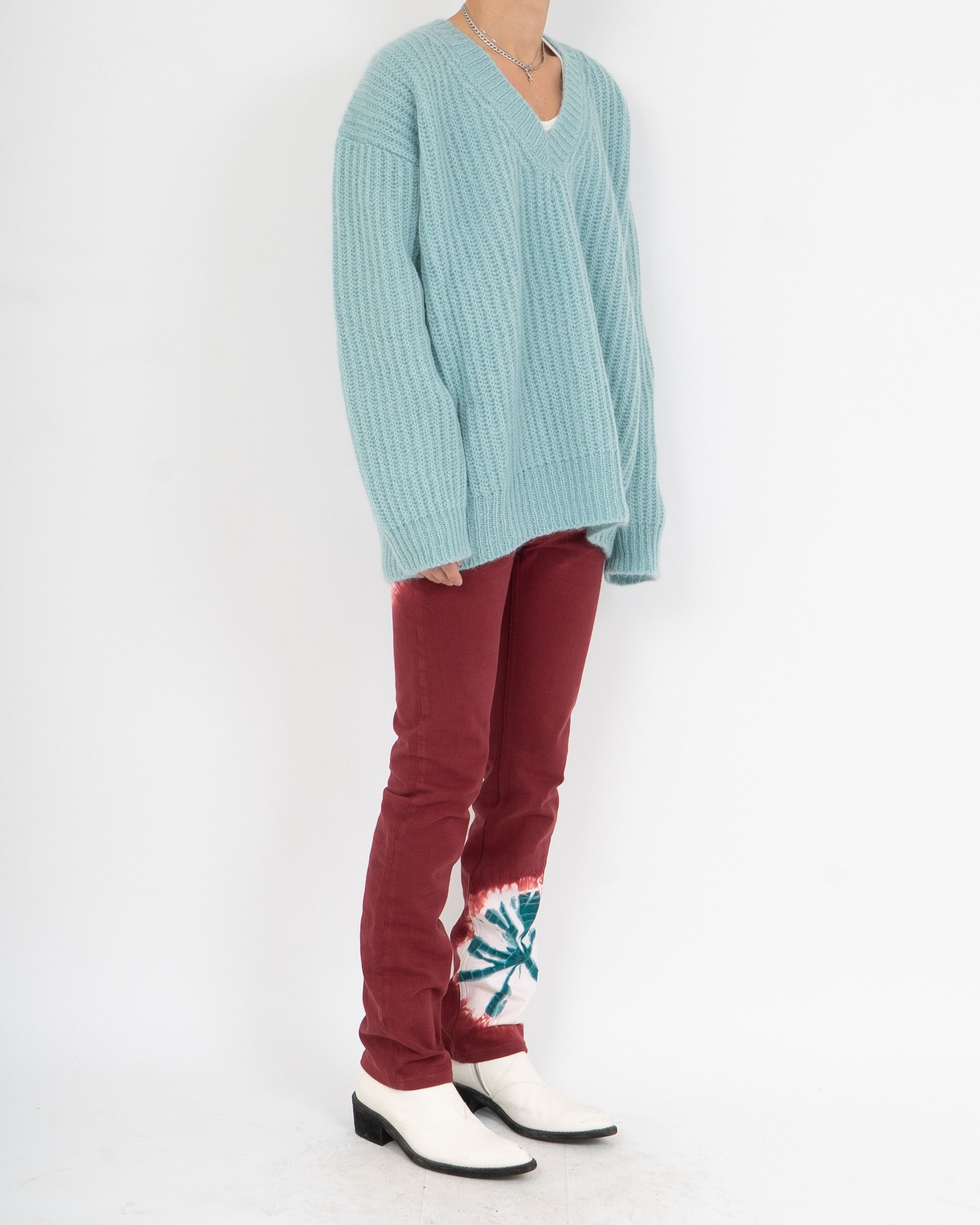 Calvin Klein 205W39NYC × Raf Simons Oversized V Neck Knit Baby Blue Size US S / EU 44-46 / 1 - 7 Thumbnail