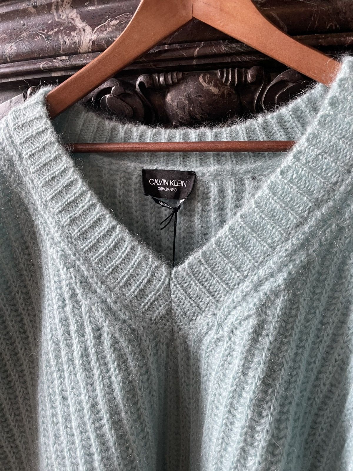 Calvin Klein 205W39NYC × Raf Simons Oversized V Neck Knit Baby Blue Size US S / EU 44-46 / 1 - 3 Thumbnail