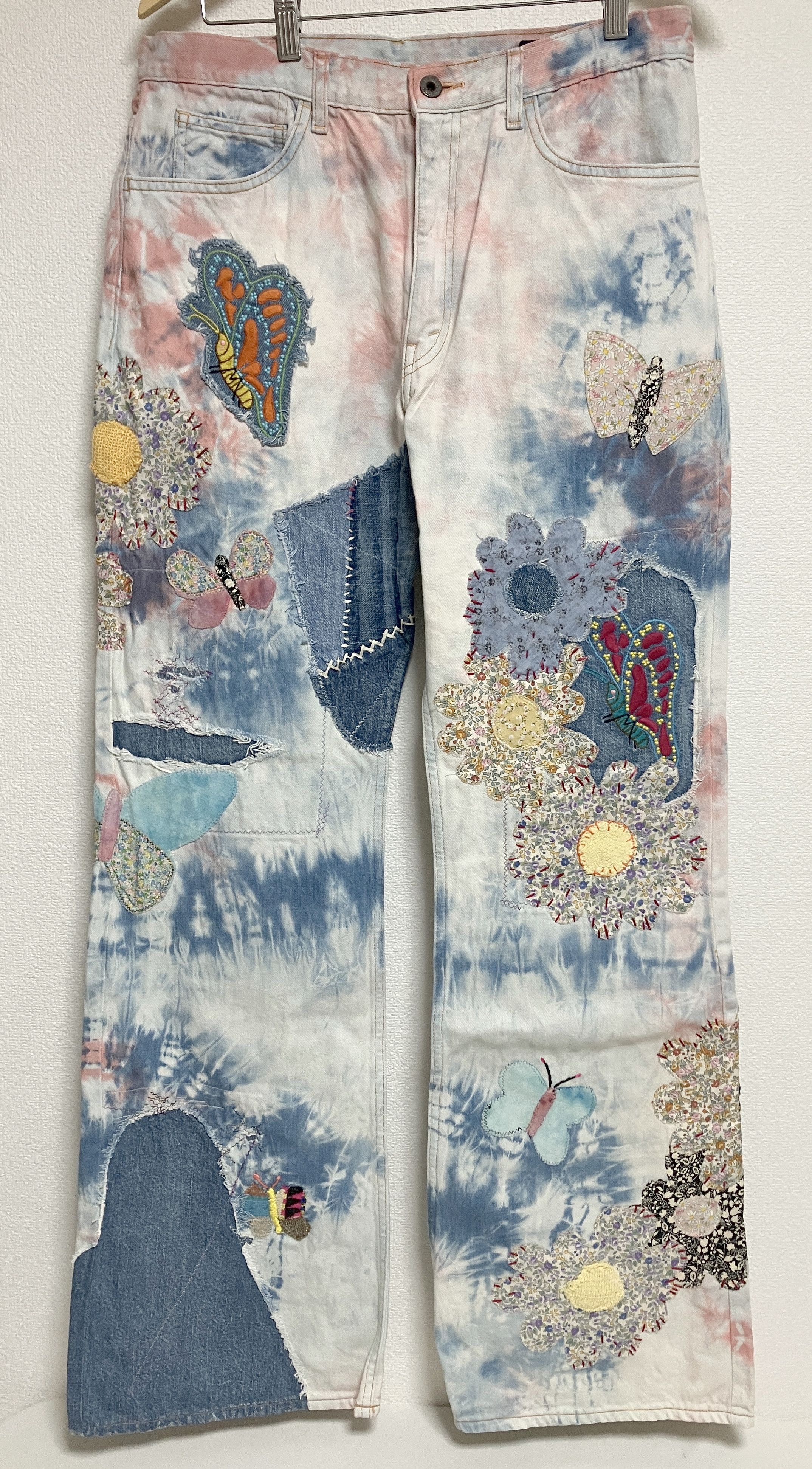Kapital 12.5oz Crazy Papillon flared jeans denim tie dye 36