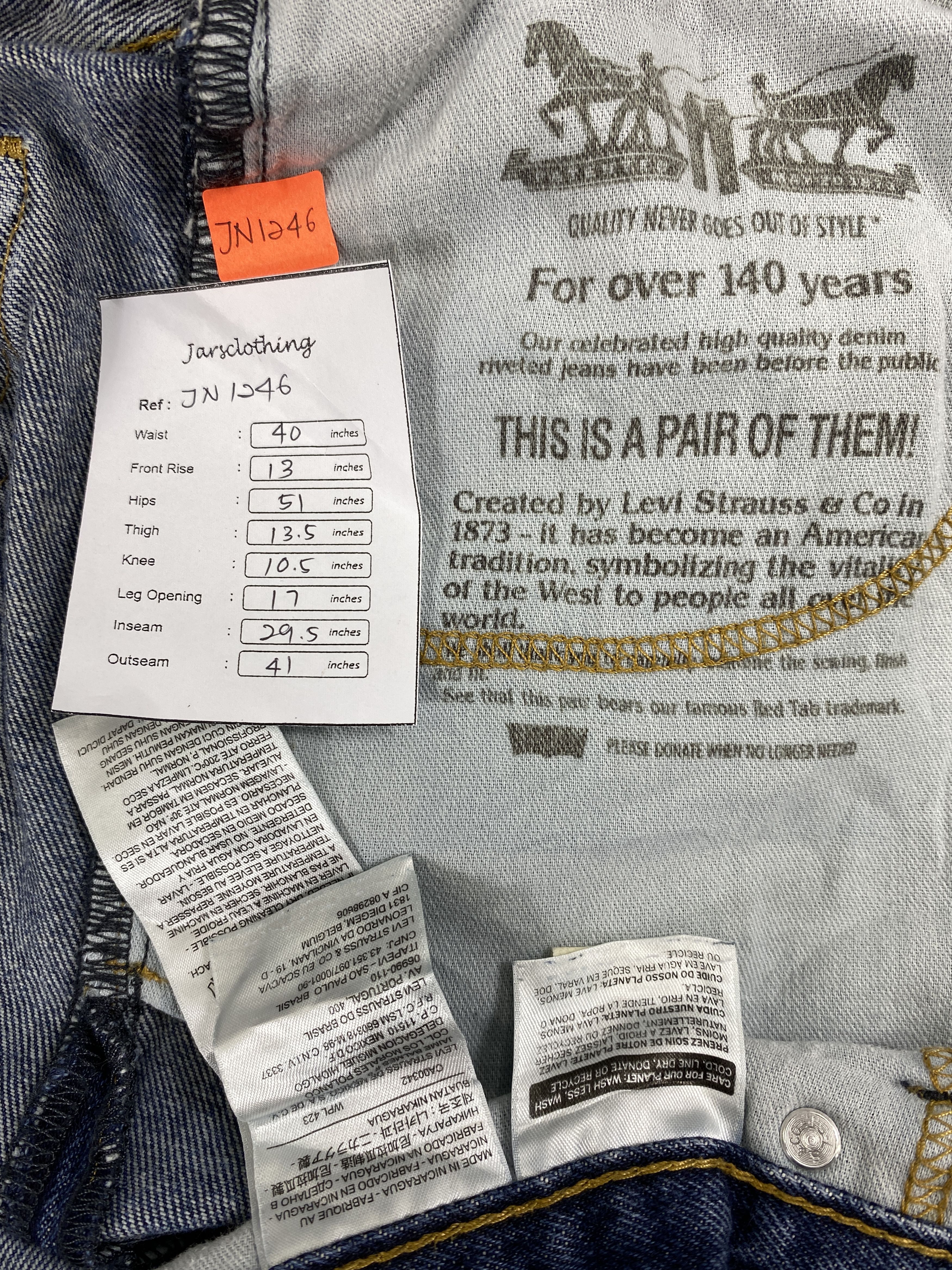 Levi's Blue Vintage Levi's 505 Jeans 40x29.5 Denim -JN1246 Size US 40 / EU 56 - 8 Thumbnail